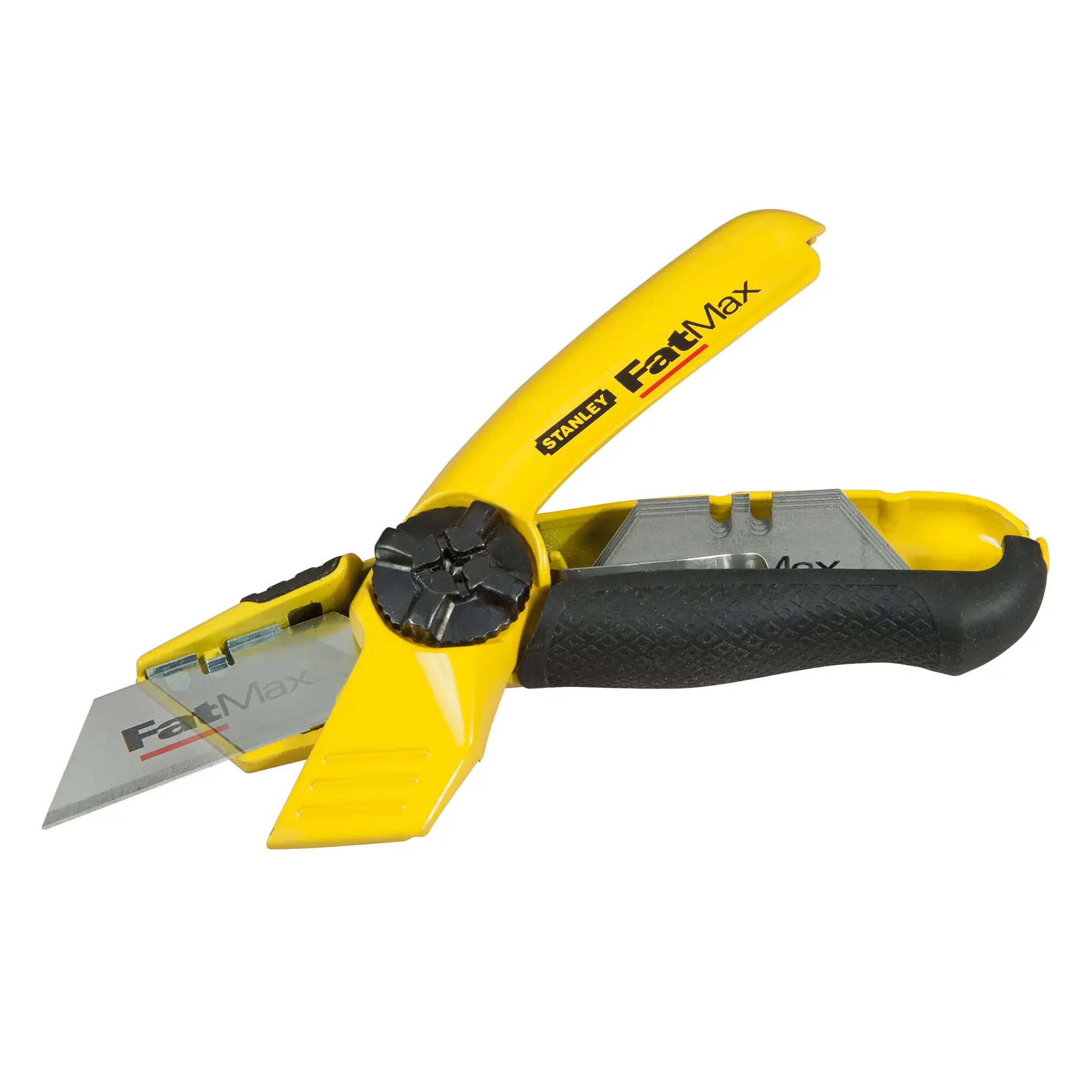 Coltello universale STANLEY 0-10-780 con manico giallo e nero, vista laterale su sfondo bianco.