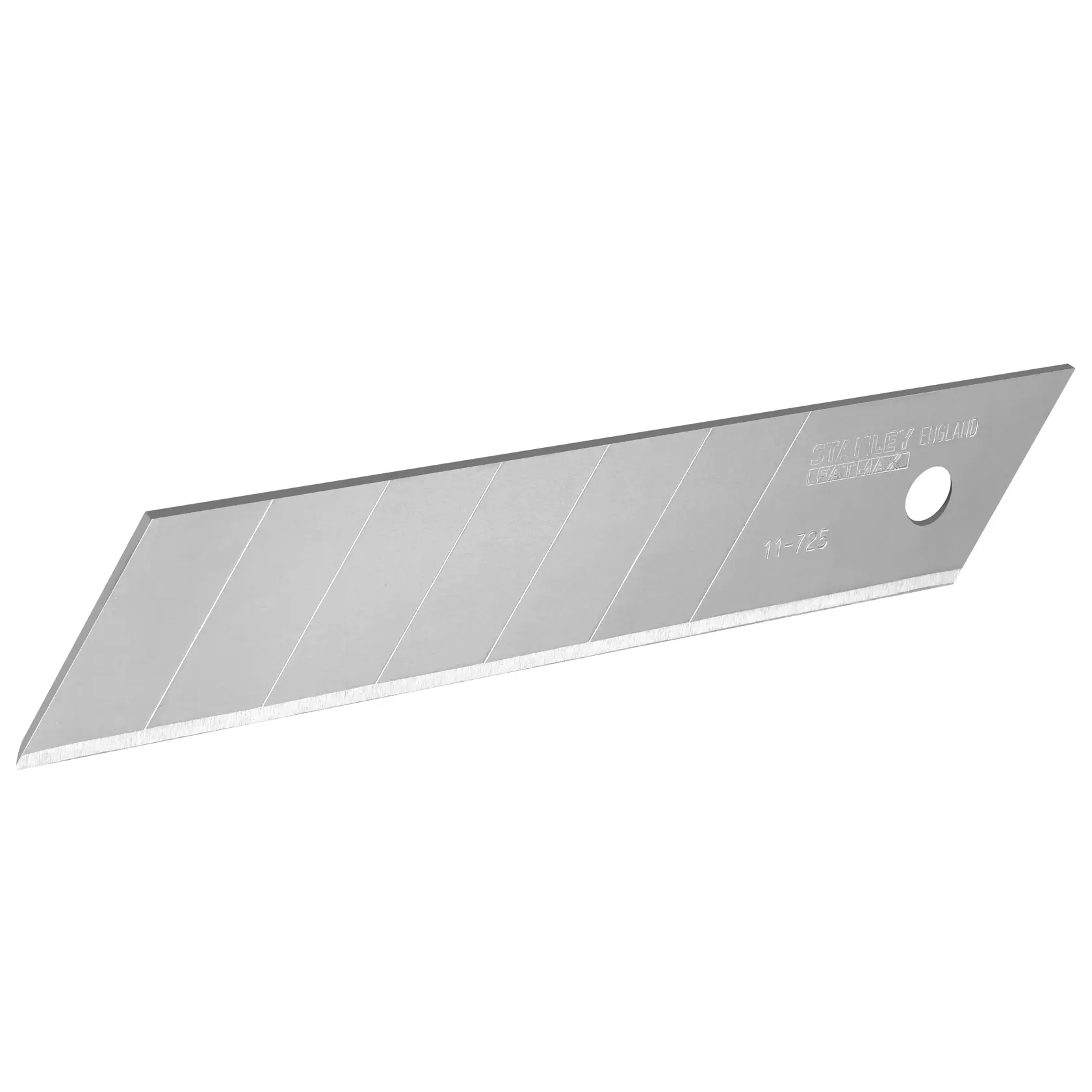 Foto della lama segmentata STANLEY 0-11-725 per taglierino, design snap-off, su sfondo bianco.