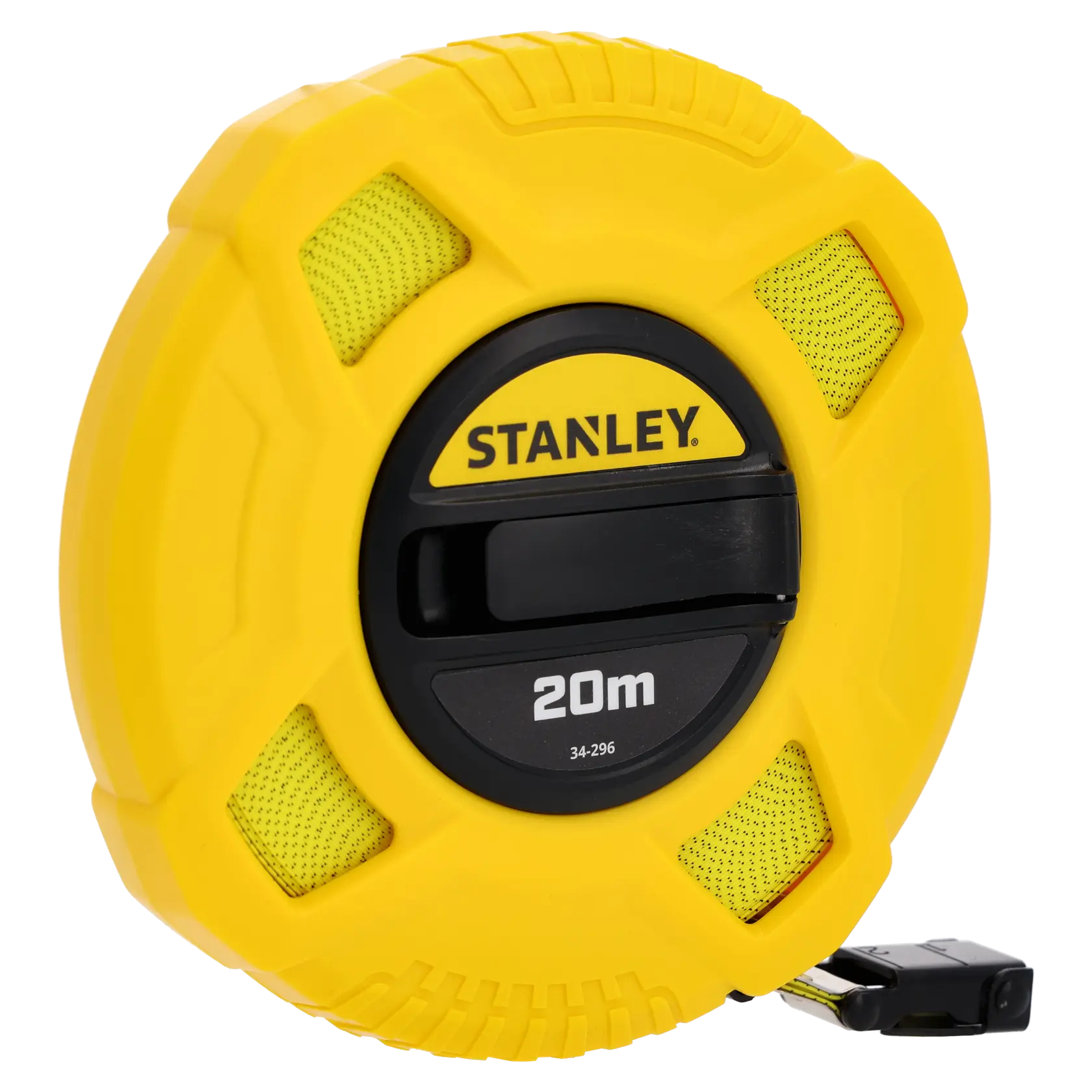 STANLEY 0-34-296 metro a nastro, 20m, custodia gialla, vista frontale, fotografia prodotto su sfondo bianco.