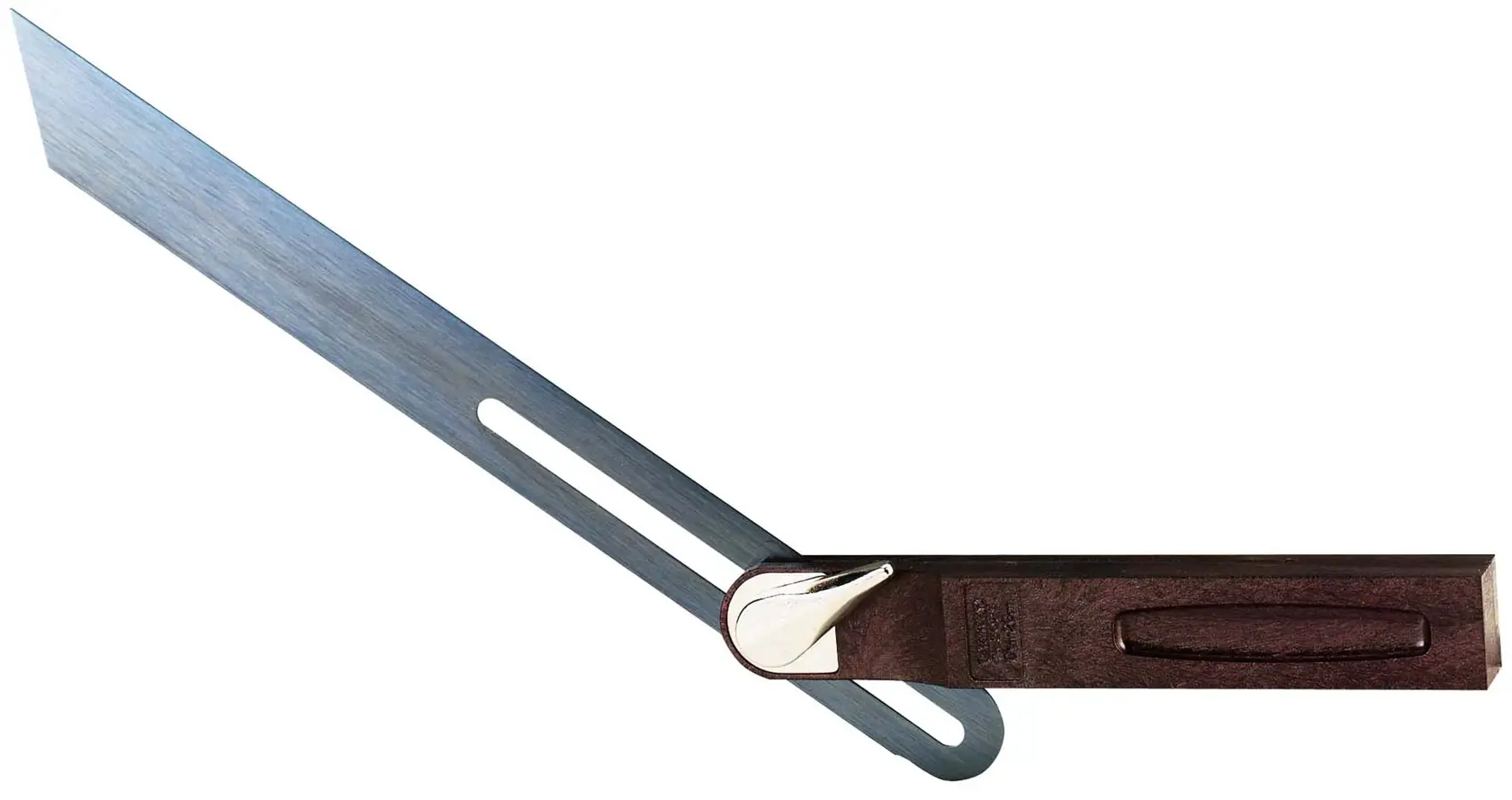 STANLEY 0-46-535 falsa squadra regolabile con manico in legno e lama in acciaio, vista laterale su sfondo bianco.