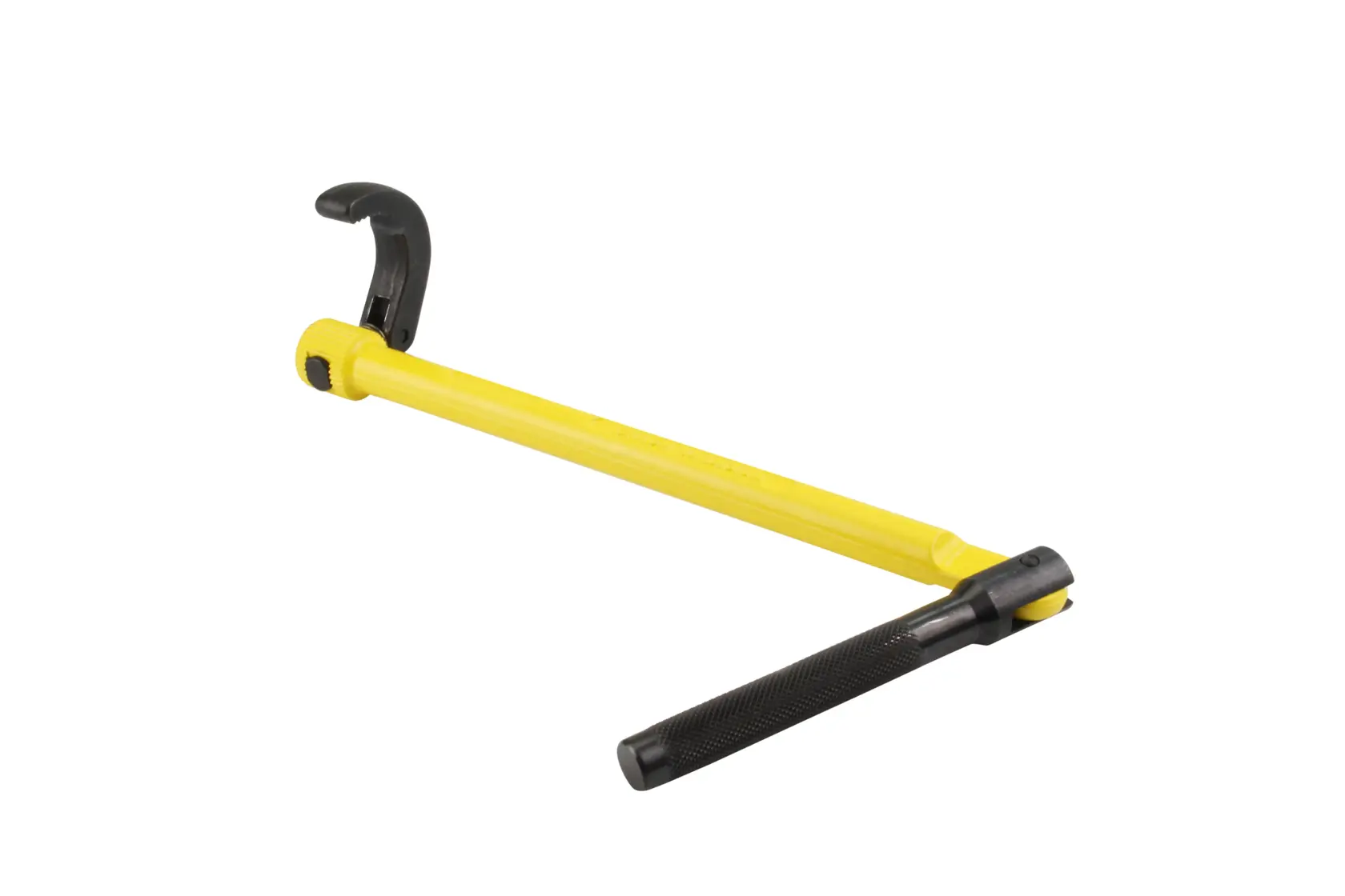 Chiave a tubo STANLEY 0-70-453 con corpo giallo e manico nero, vista laterale su sfondo bianco.