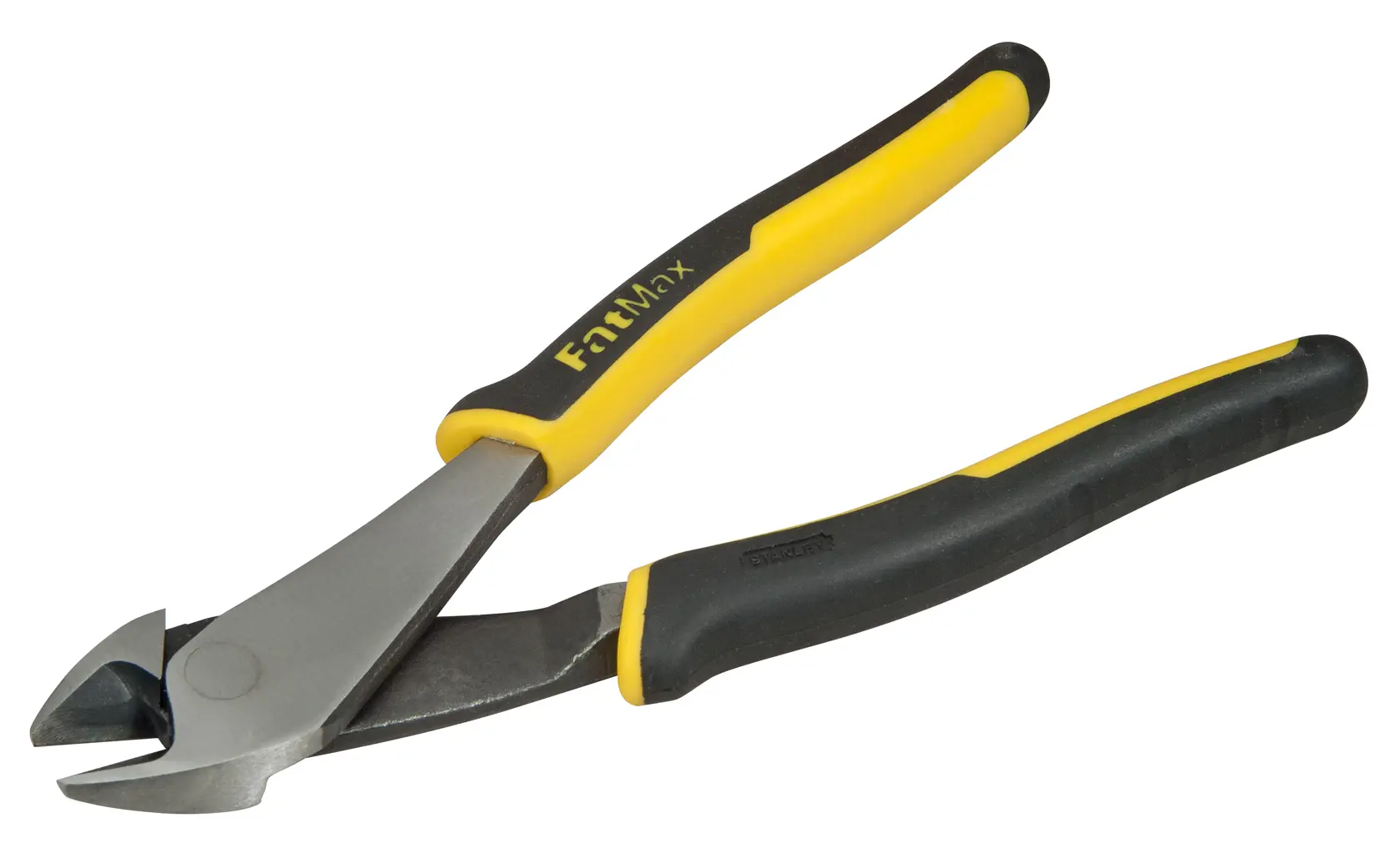 STANLEY 0-89-861 tronchese diagonale con manici gialli e neri, vista laterale, su sfondo bianco.