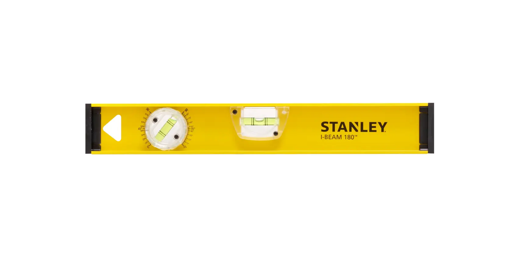 Foto dello STANLEY 1-42-919 livello I-Beam giallo con doppia fiala, vista frontale, su sfondo bianco.