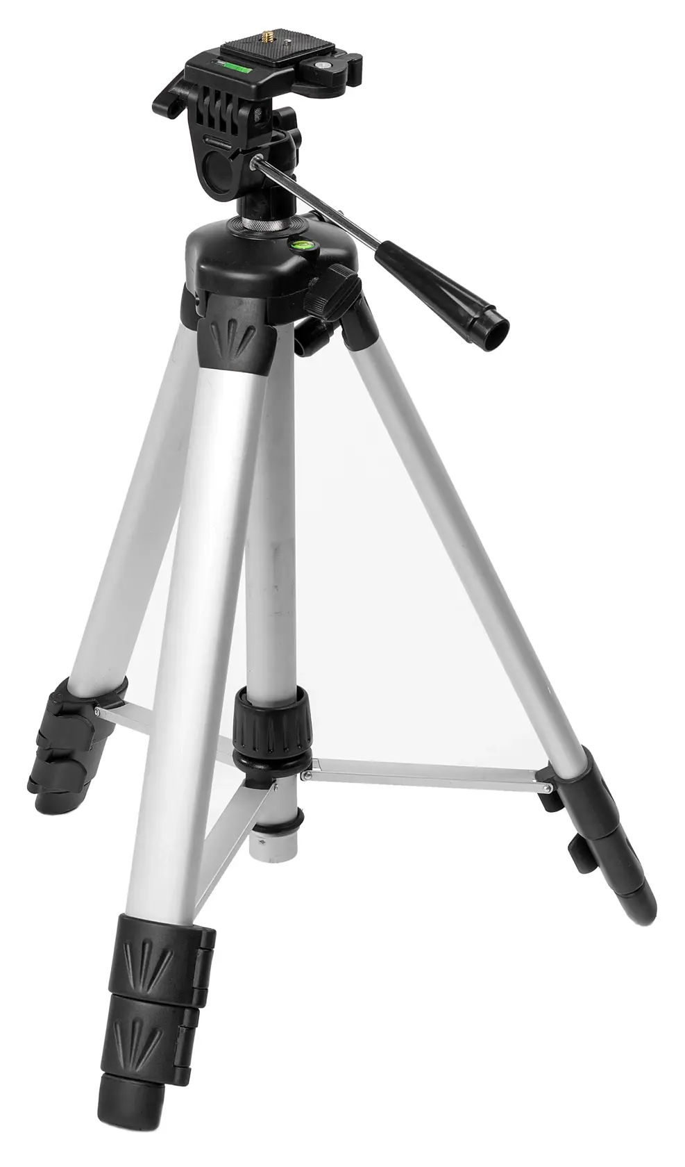 Treppiede fotografico STANLEY 1-77-201, argento con dettagli neri, angolo frontale su sfondo bianco.