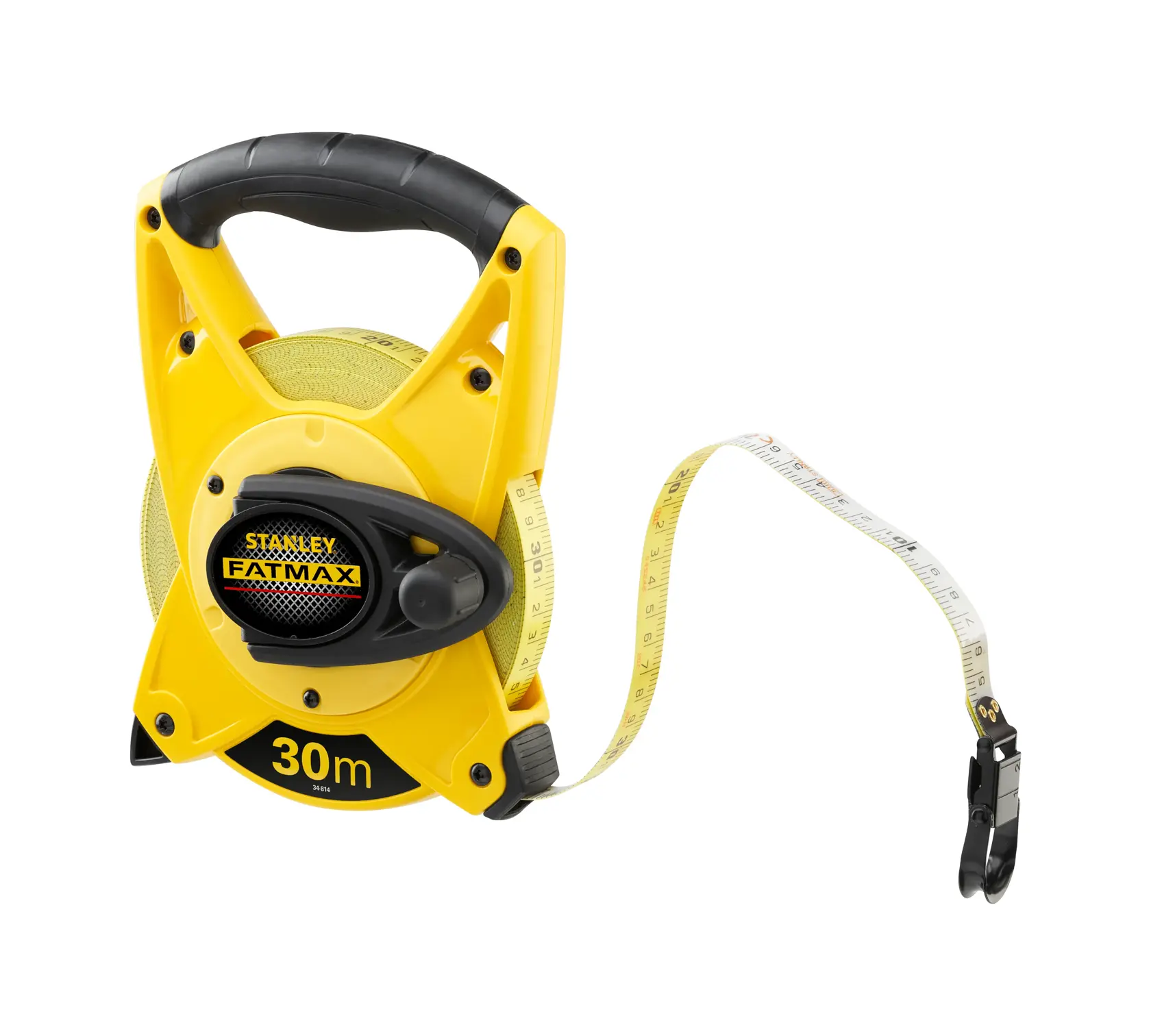 Stanley 2-34-814 nastro metrico a bobina aperta, giallo e nero, 30m, foto frontale.