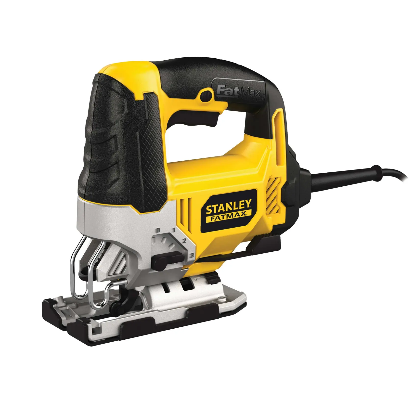 STANLEY FME340K seghetto elettrico con cavo, giallo e nero, vista laterale, fotografia di utensile elettrico