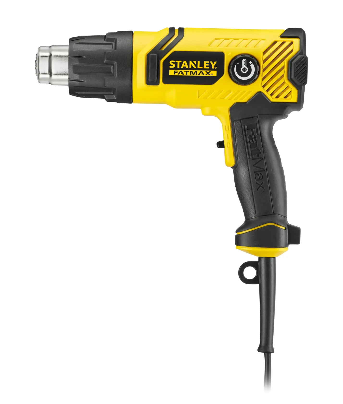 STANLEY FME670K pistola termica gialla e nera, vista laterale destra, manico ergonomico, fotografia su sfondo bianco.