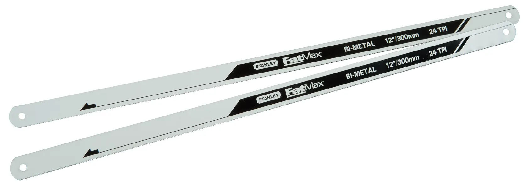 STANLEY FMHT0-20195 lame per seghetto bimetalliche, 12 pollici, 24 TPI, vista laterale su sfondo bianco.