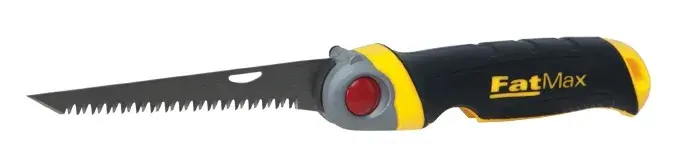 STANLEY FMHT0-20559 segaccio pieghevole con manico nero e giallo, vista laterale su sfondo bianco.