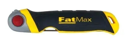 Coltello pieghevole STANLEY FMHT0-20559, manico nero e giallo, vista laterale su sfondo bianco.