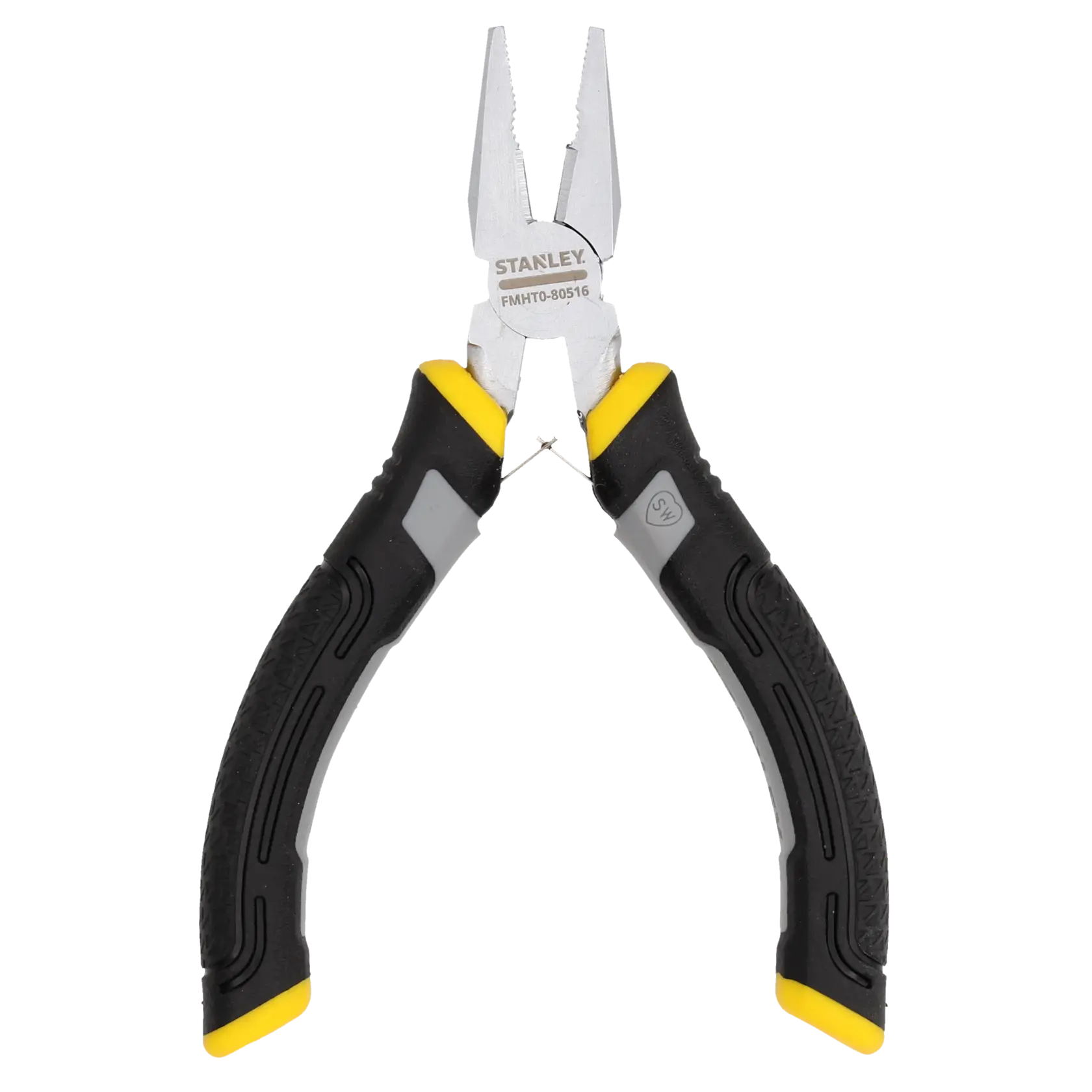 Pinza STANLEY FMHT0-80516 con manici ergonomici neri e gialli, vista laterale, su sfondo bianco.