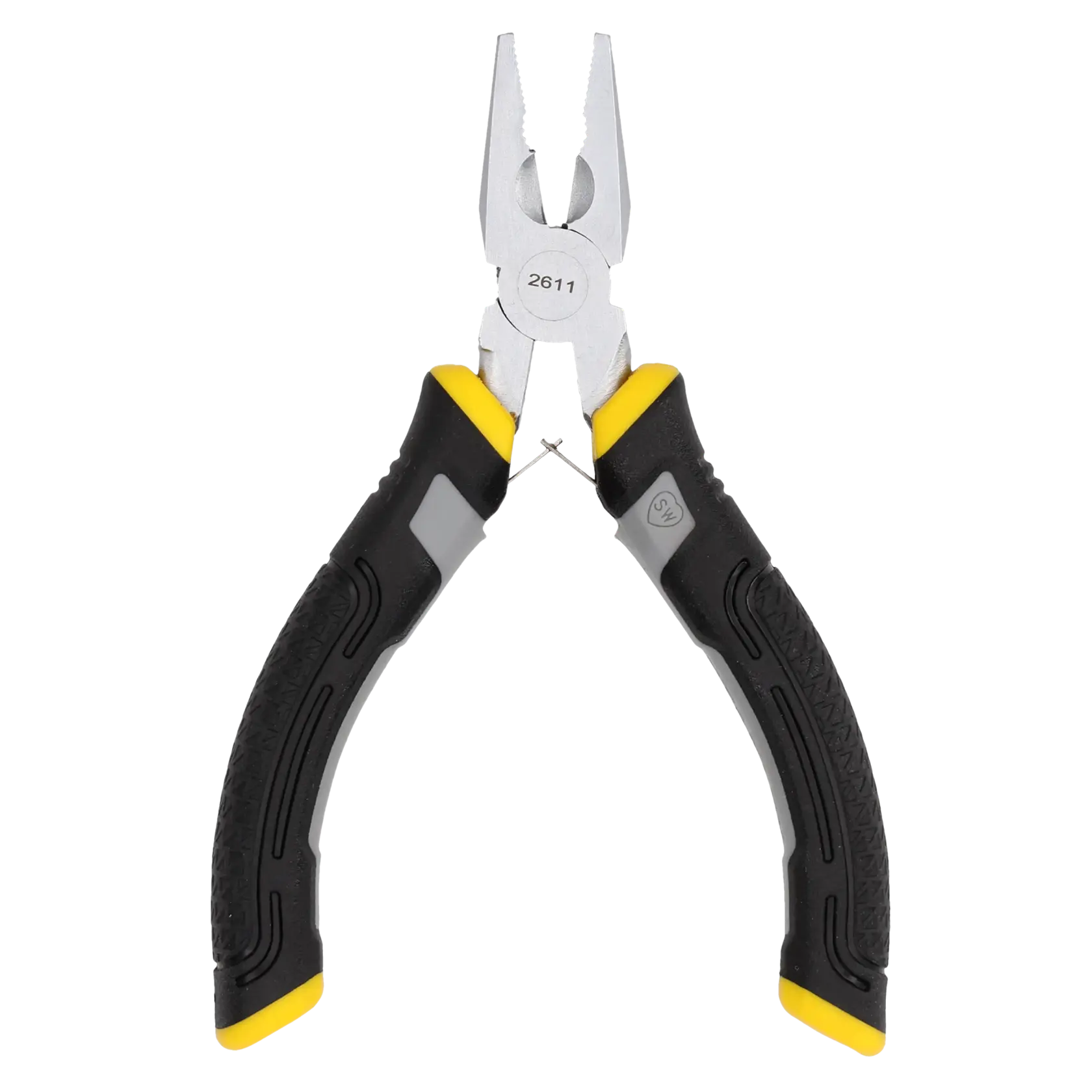 Pinza STANLEY FMHT0-80516 con impugnatura nera e gialla, vista frontale su sfondo bianco.