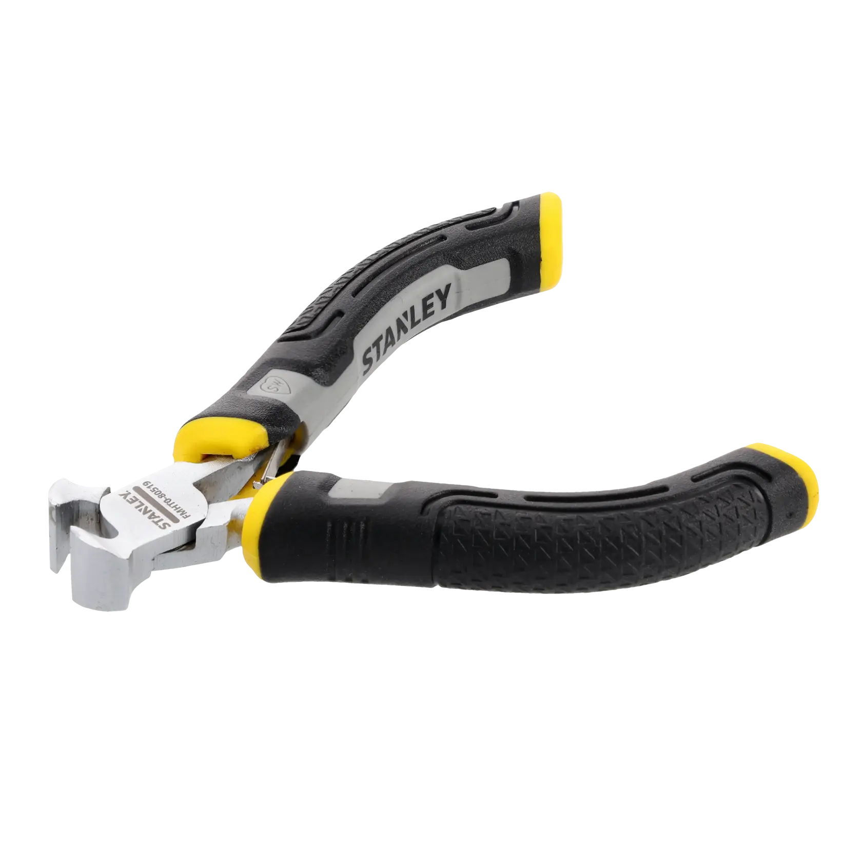 Pinza da taglio STANLEY con manici ergonomici neri e gialli, mostrata su sfondo bianco.