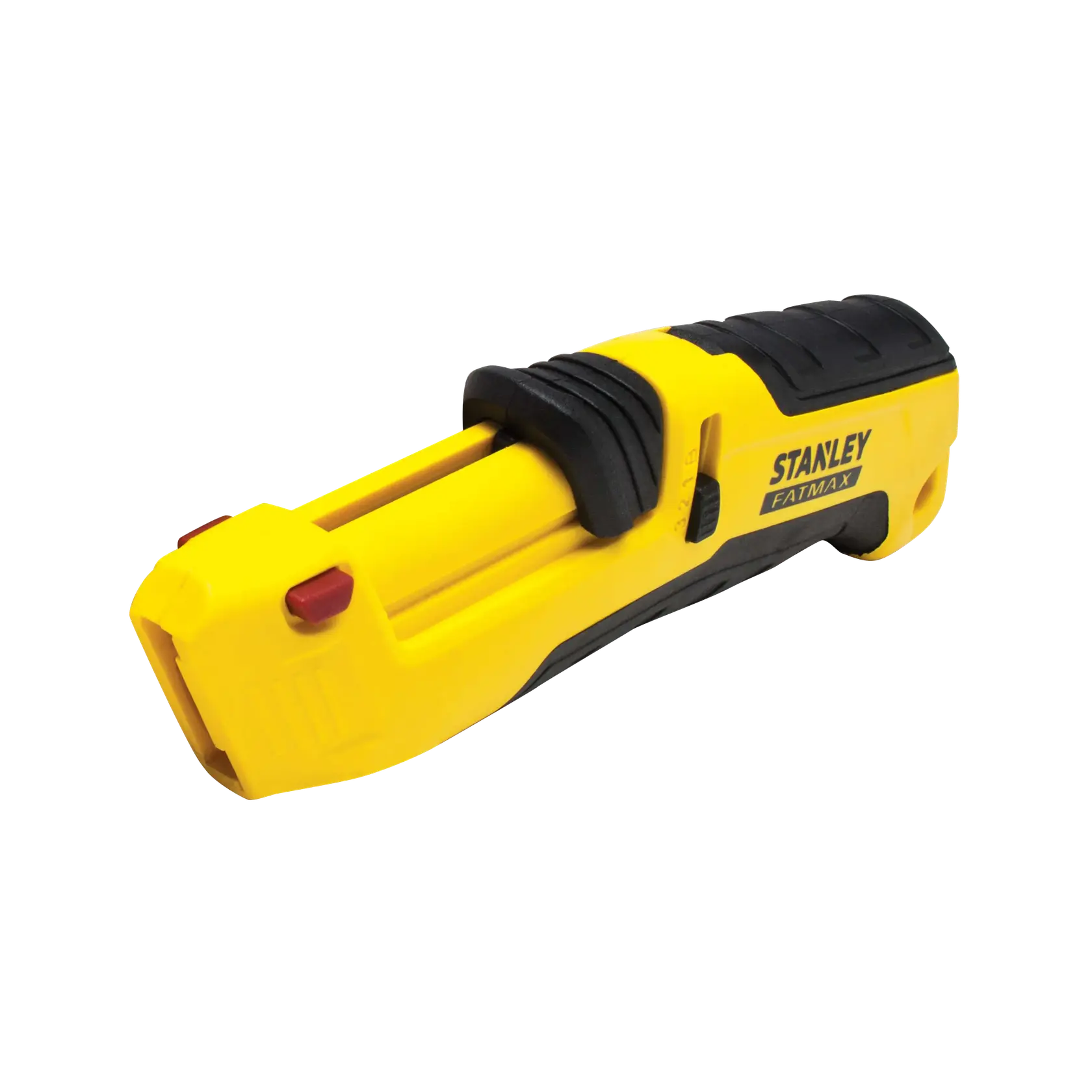 Fotografia del taglierino STANLEY FMHT10365-0, giallo e nero, vista angolata su sfondo bianco.