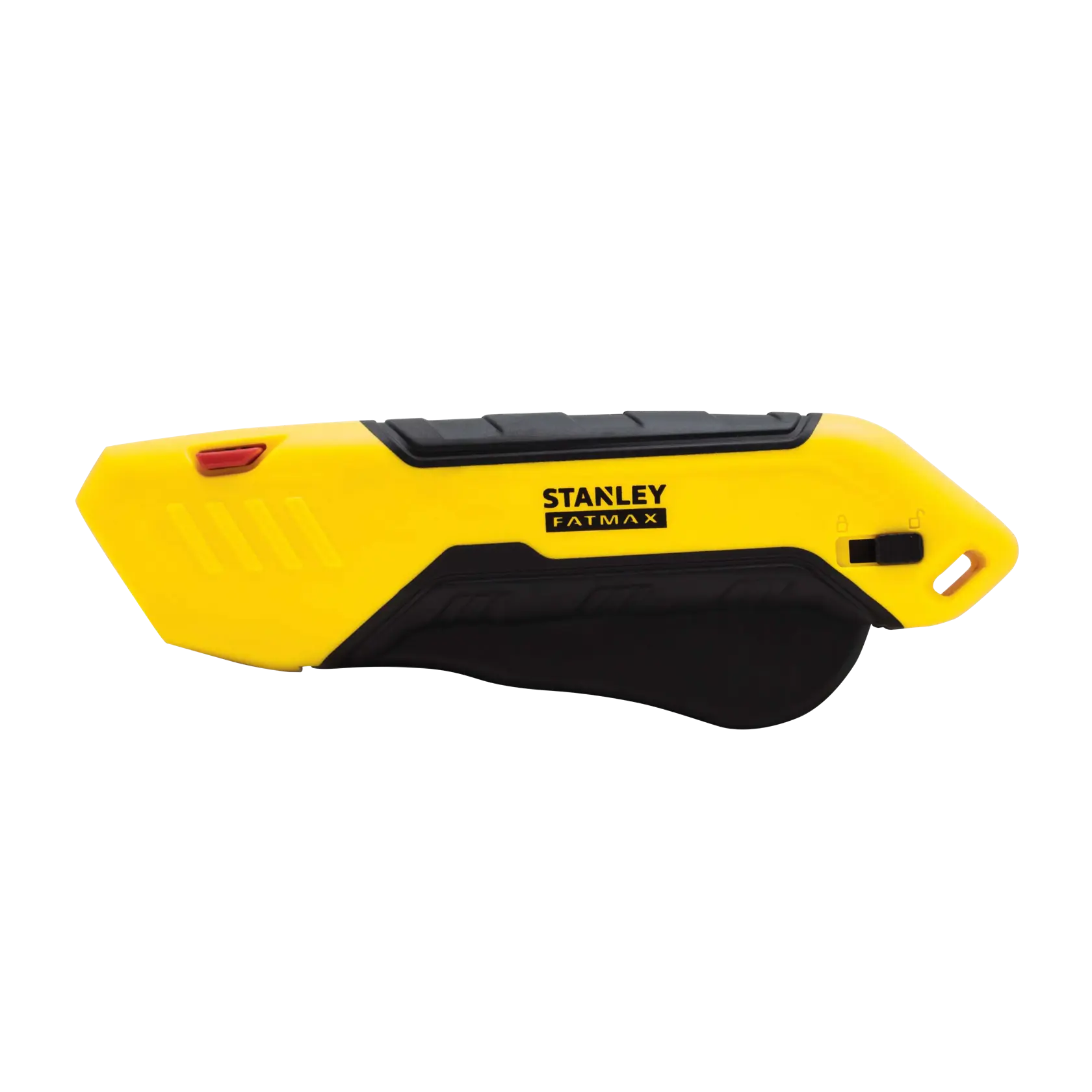 Coltello universale STANLEY FMHT10369-0, giallo e nero, vista laterale su sfondo bianco.