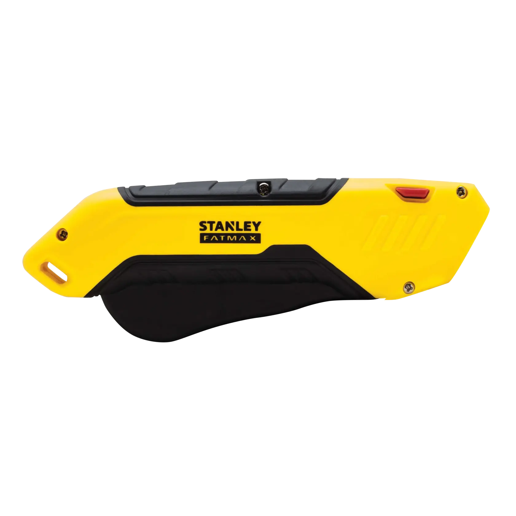 Coltello universale STANLEY FMHT10369-0, giallo e nero, vista laterale sinistra su sfondo bianco.