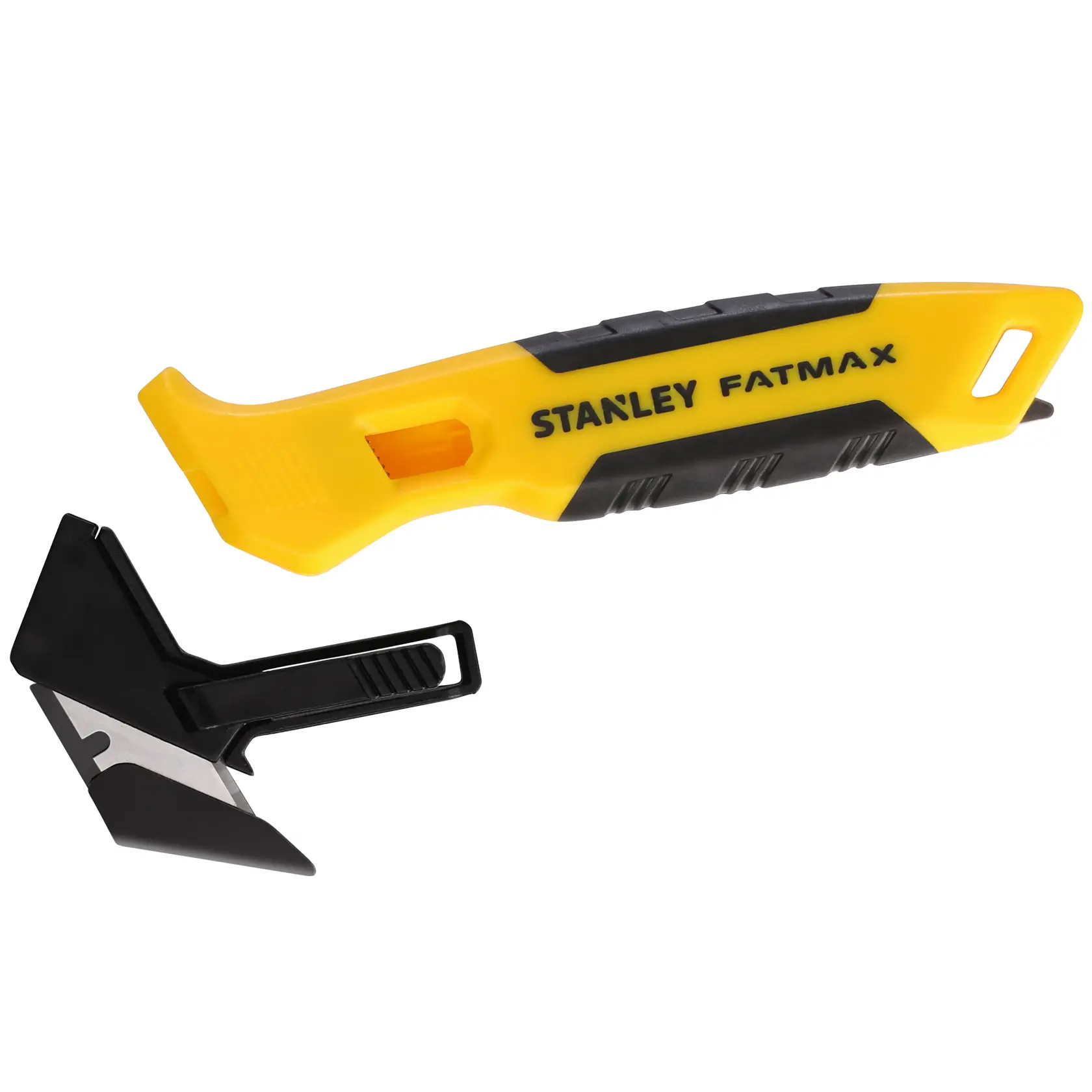 Utensile manuale STANLEY FMHT10373-0 giallo e nero con lama rimovibile, fotografia di prodotto, vista laterale.