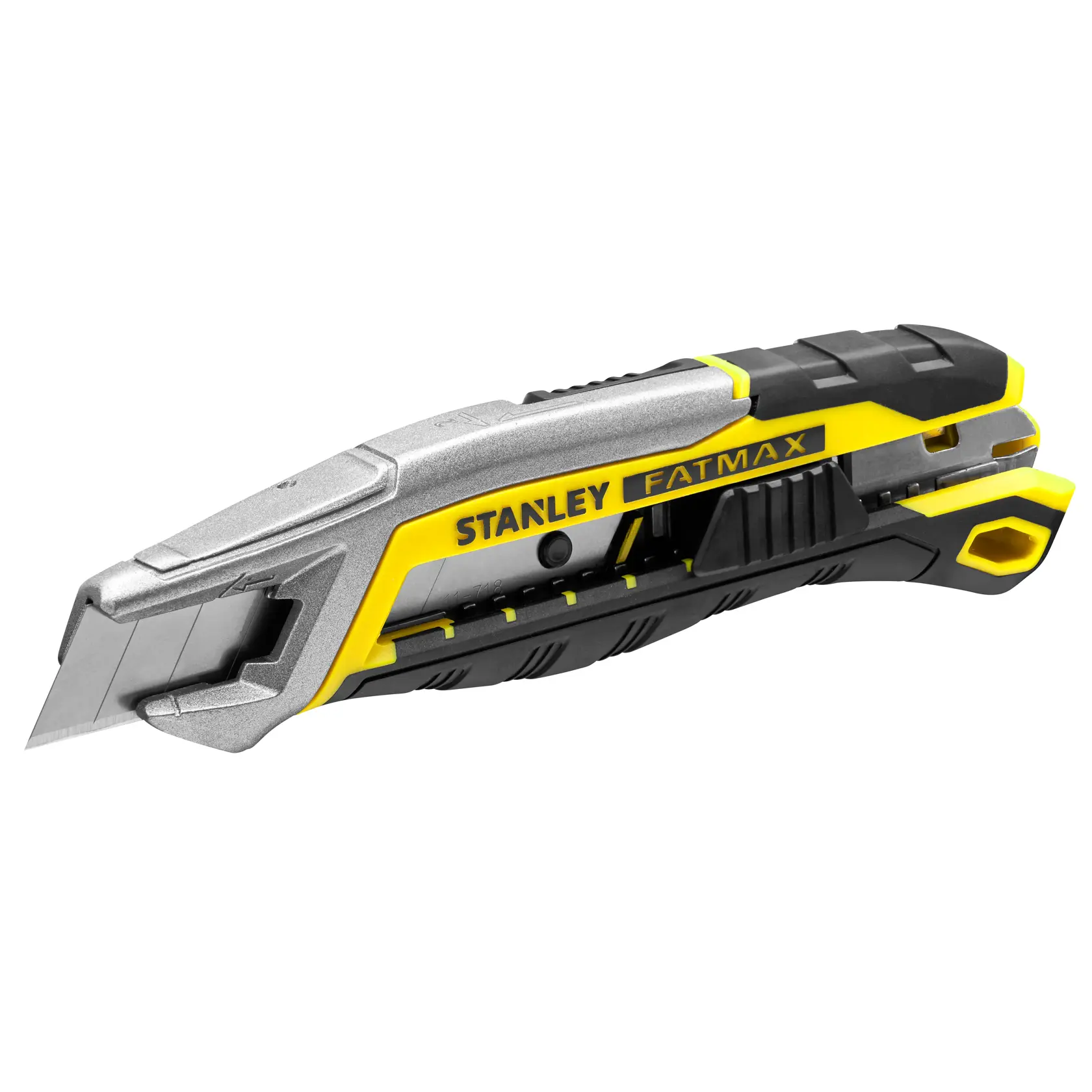 Taglierino STANLEY FMHT10594-0, giallo e nero, vista laterale su sfondo bianco.