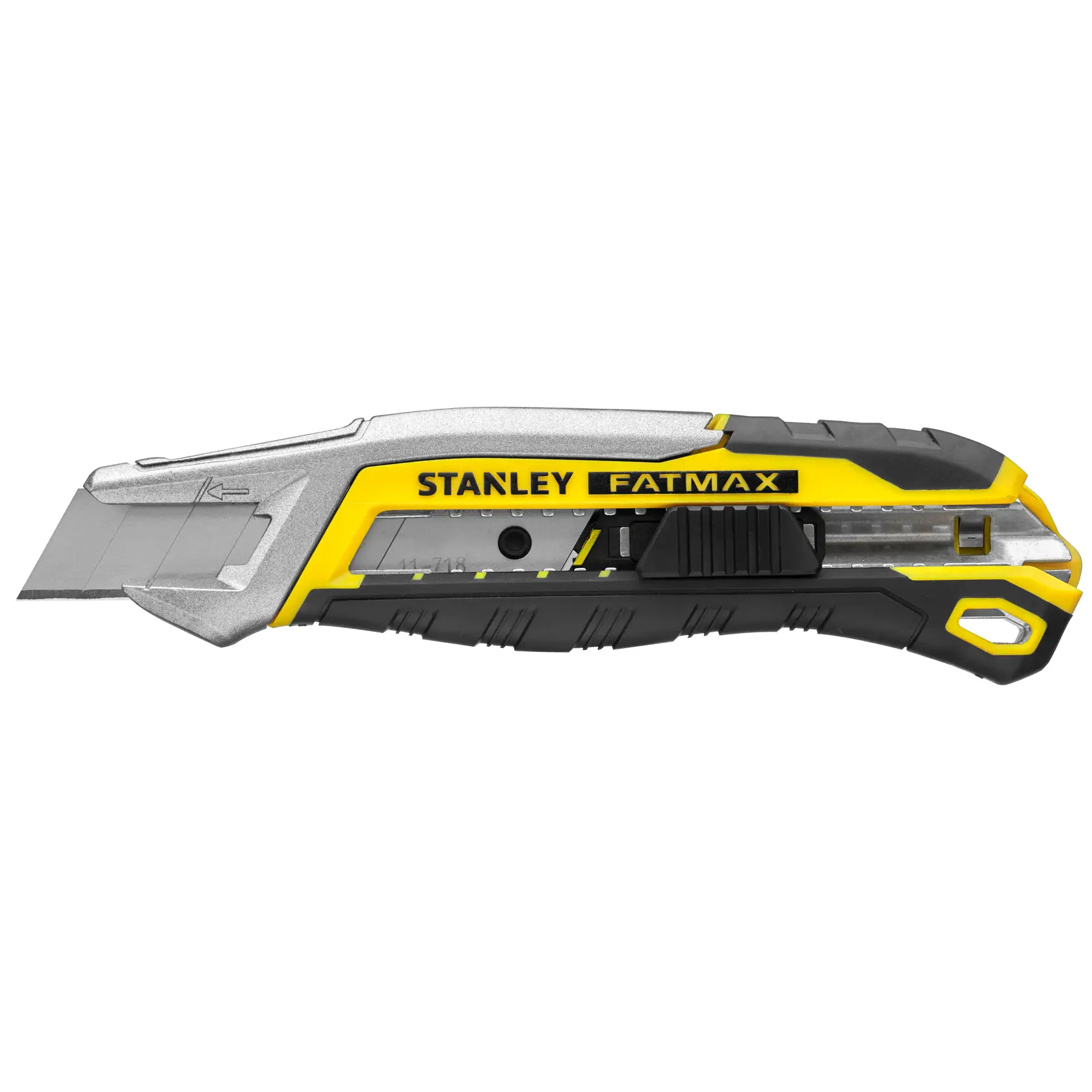 Taglierino STANLEY FMHT10594-0, giallo e nero, vista laterale su sfondo bianco.