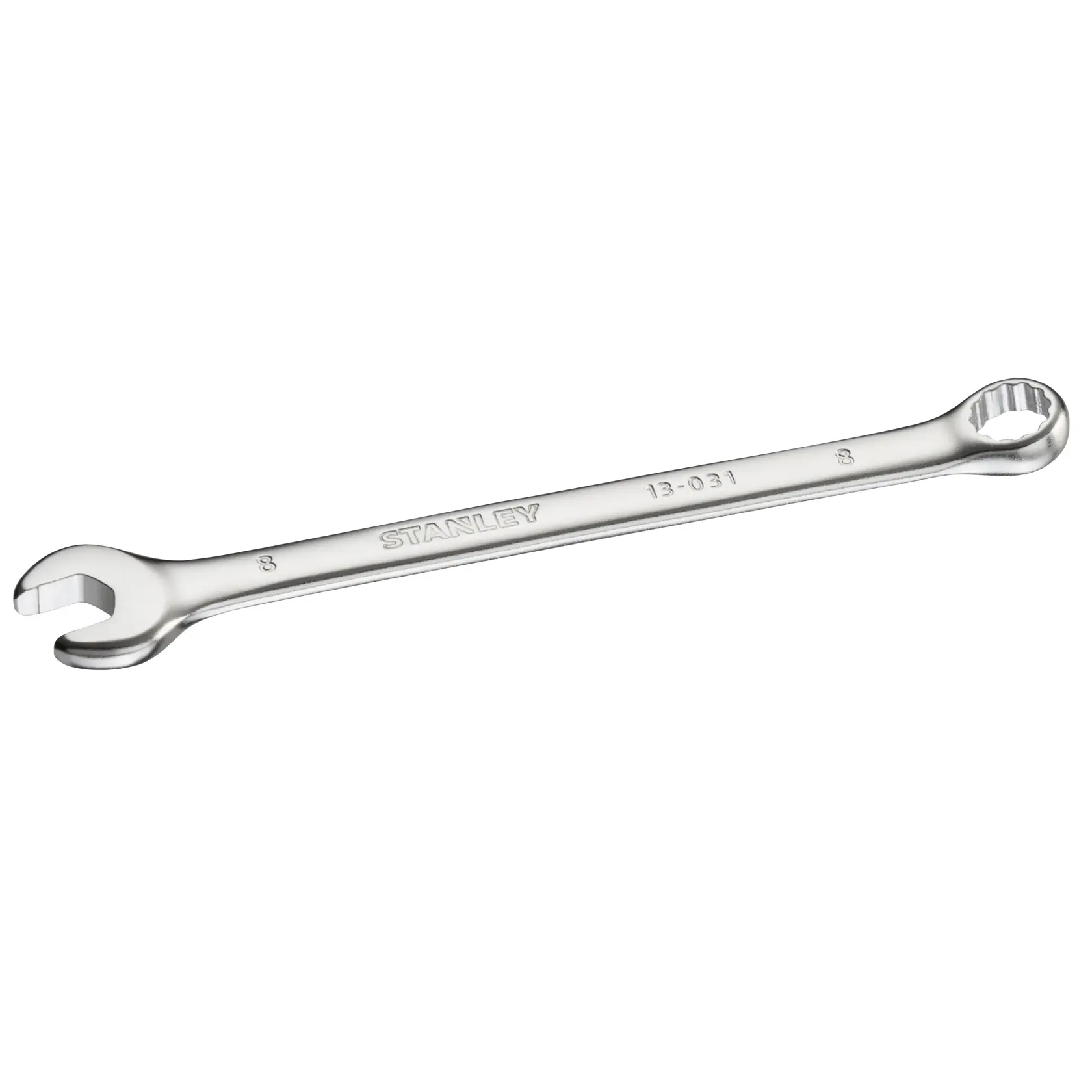 STANLEY FMMT13031-0 chiave combinata, finitura argento, angolo laterale, fotografia utensile manuale.
