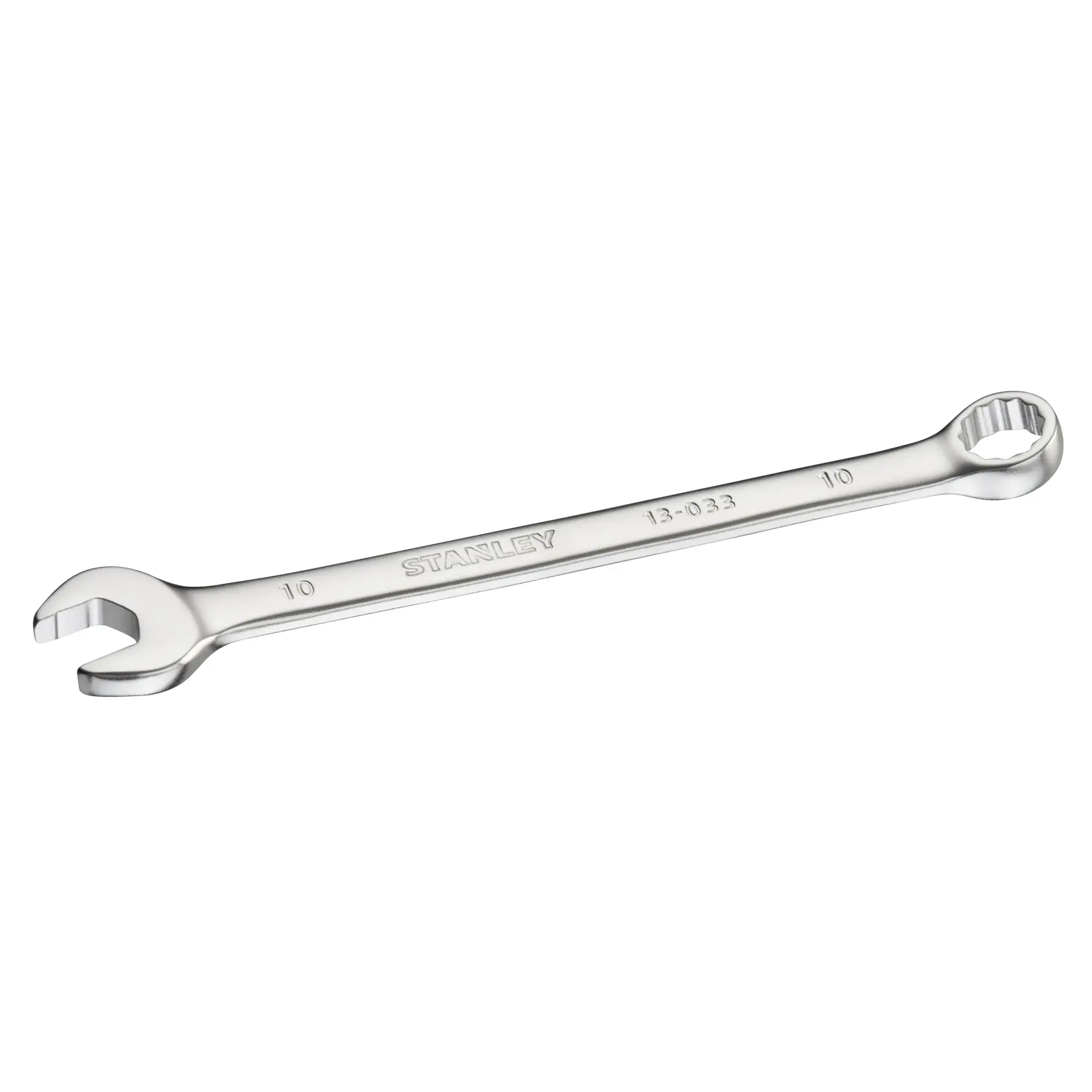 Chiave combinata STANLEY FMMT13033-0 finitura argento, misura 10 mm, foto prodotto vista dall’alto angolata.