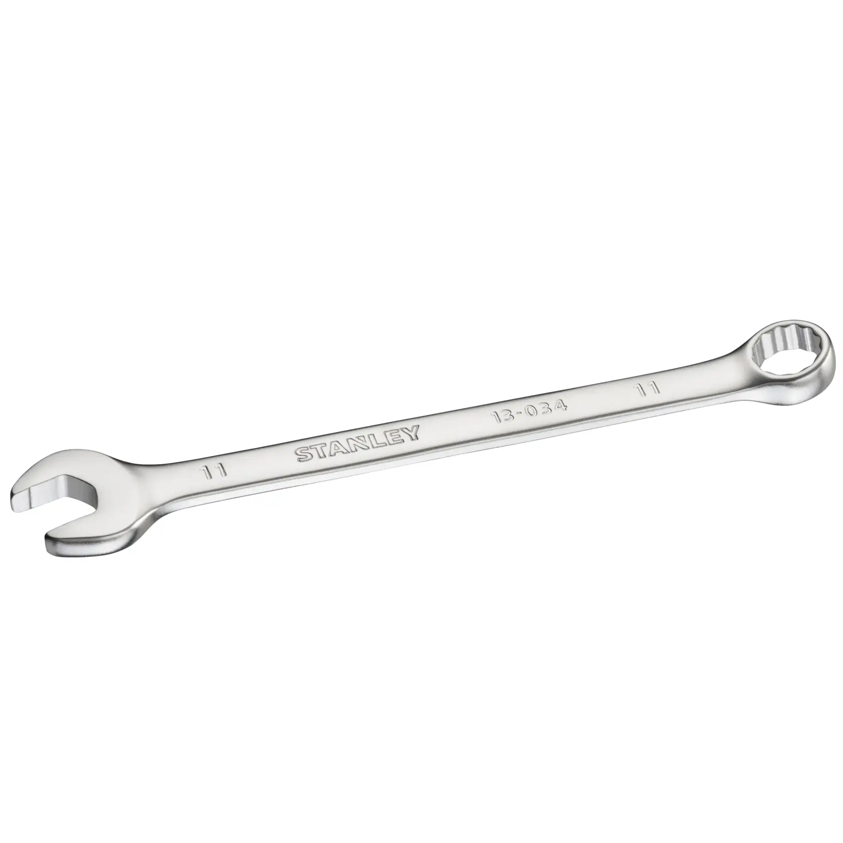 Chiave combinata STANLEY FMMT13034-0, acciaio argentato, angolo frontale, fotografia di utensile manuale.