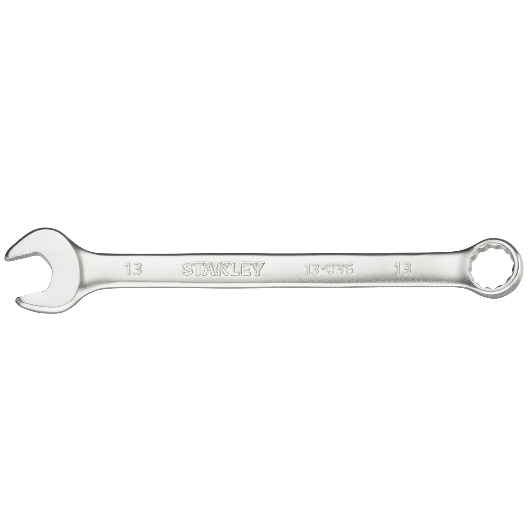 Chiave combinata STANLEY FMMT13036-0 argento, vista frontale su sfondo bianco.