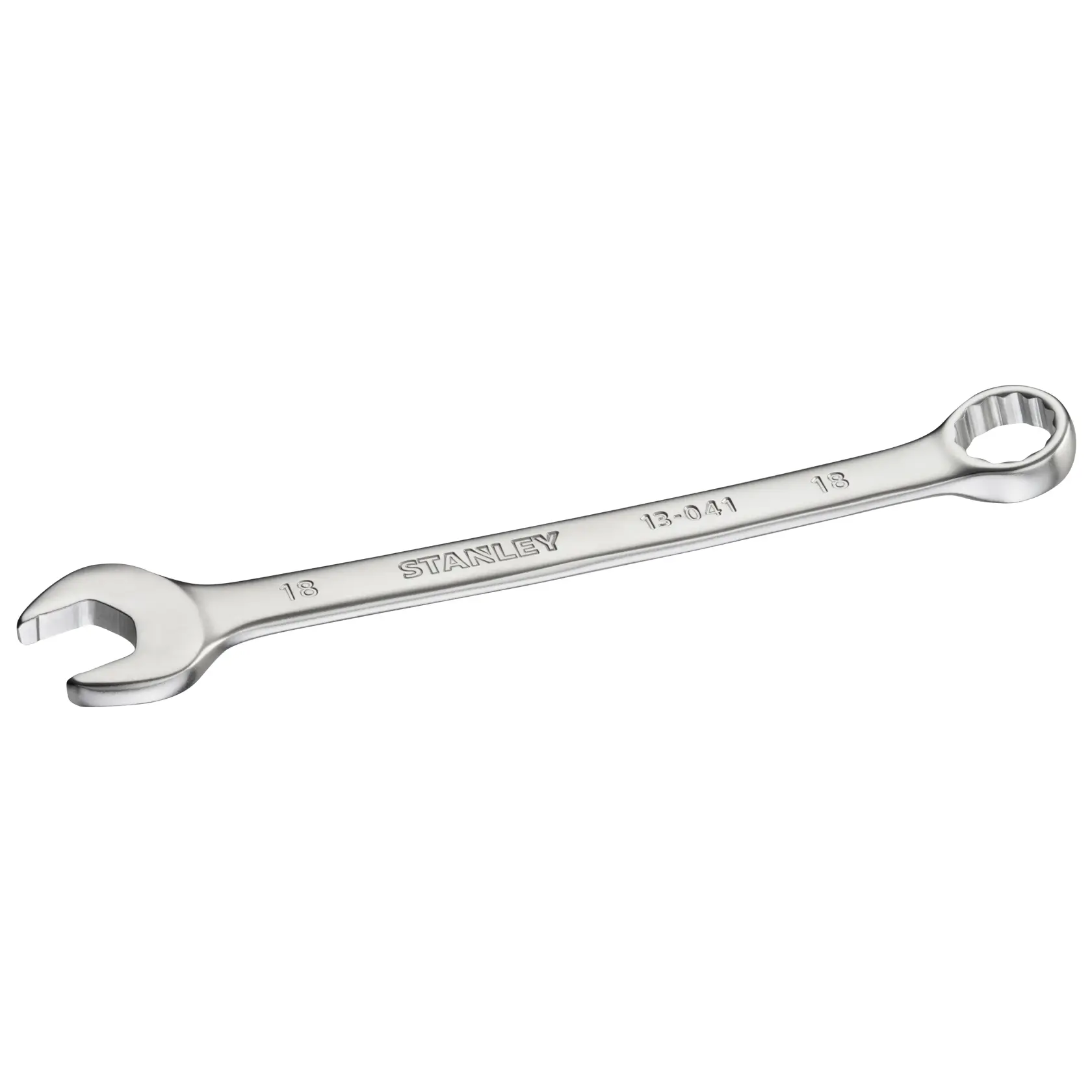 Foto di chiave combinata STANLEY FMMT13041-0, finitura argento, angolata su sfondo bianco.