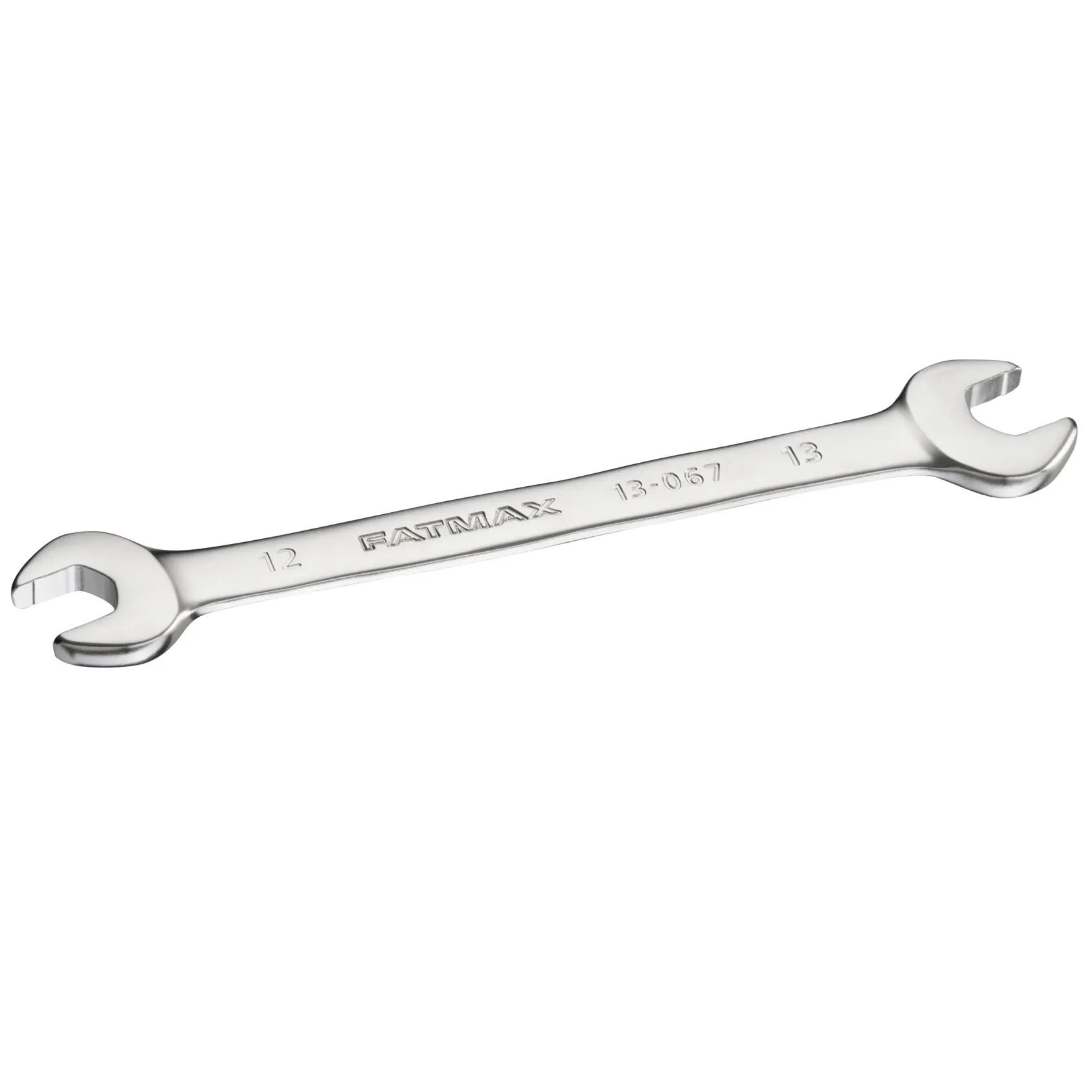 Chiave a forchetta STANLEY FMMT13067-0 argento, vista dall'alto su sfondo bianco, teste metriche 12mm e 13mm.