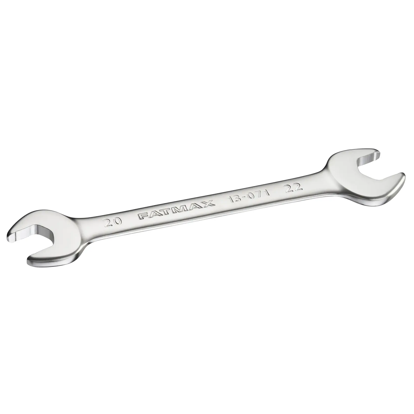 Chiave a forchetta STANLEY FMMT13071-0, argento, doppia testa, vista laterale angolata, utensile manuale.