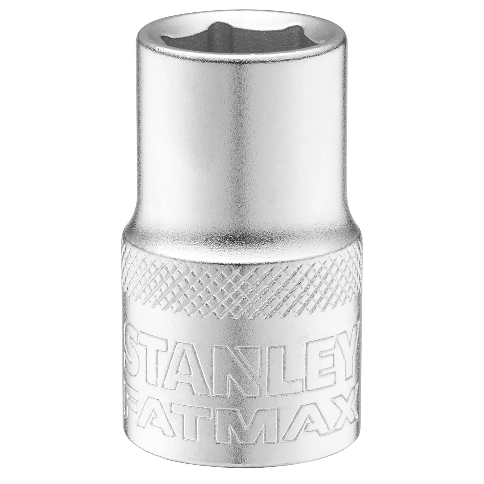 STANLEY FMMT17232-0 bussola cromata con presa zigrinata, vista frontale su sfondo bianco.