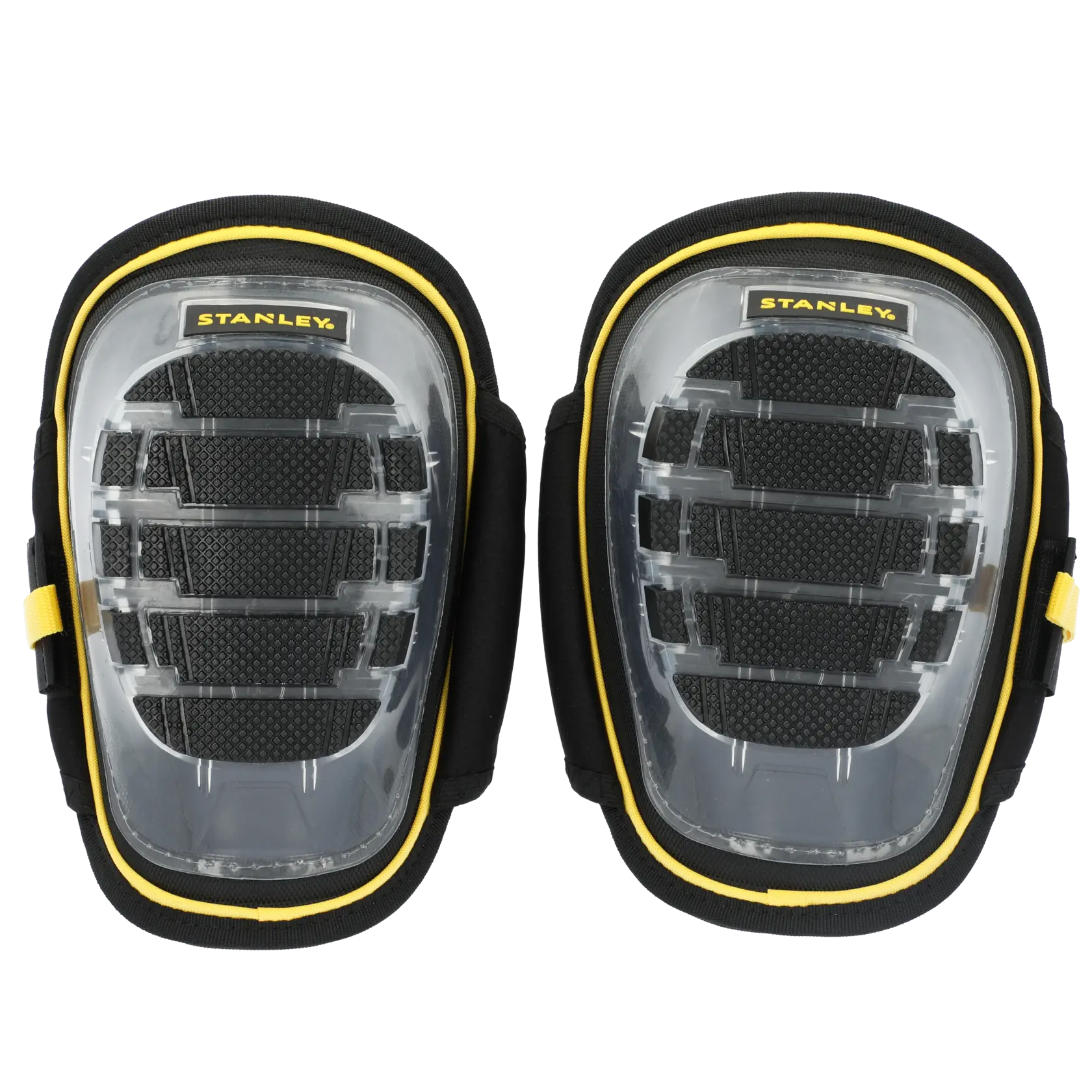 STANLEY FMST82960-1 ginocchiere nere e gialle, vista frontale, costruzione protettiva resistente