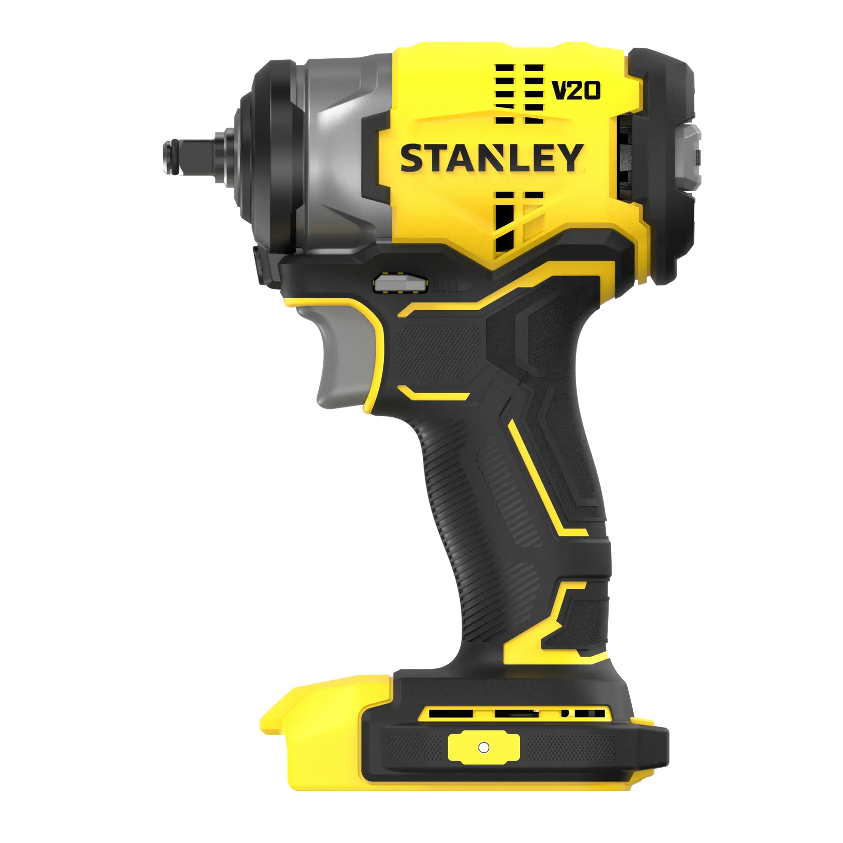 STANLEY SFMCF910B avvitatore a impulsi, giallo e nero, vista laterale, utensile senza fili.