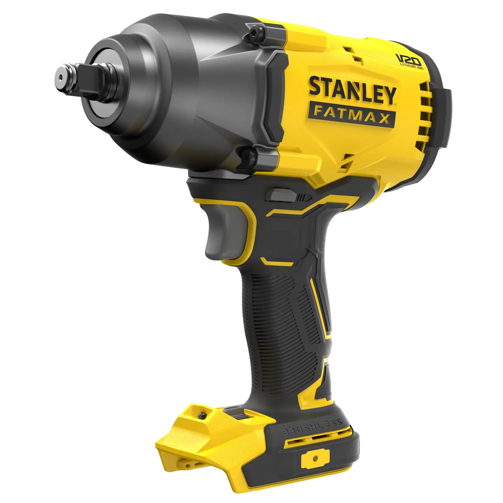 Avvitatore a impulsi senza fili STANLEY SFMCF940B, giallo e nero, vista laterale su sfondo bianco.