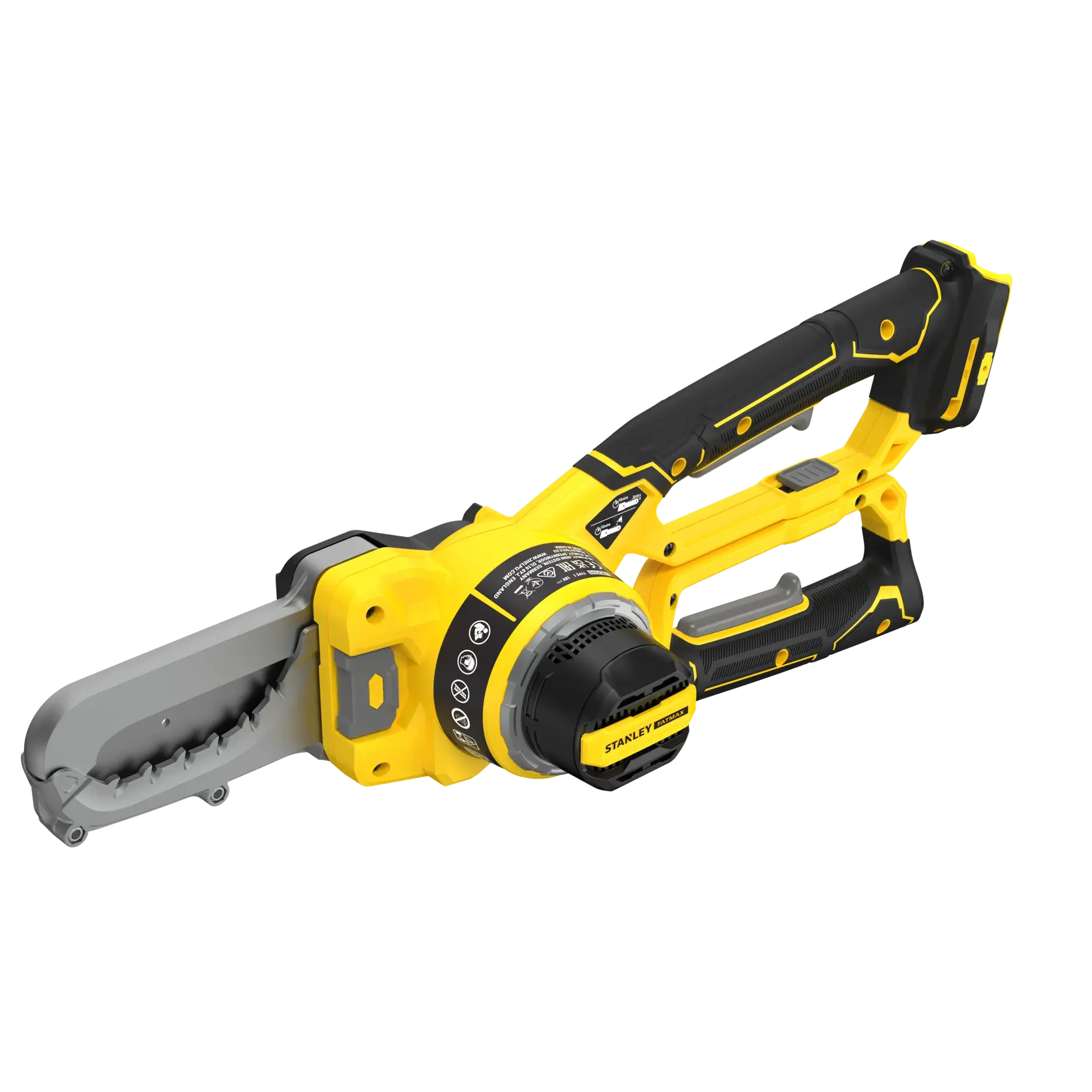 STANLEY SFMCPS515B potatore a batteria, giallo e nero, angolazione laterale su sfondo bianco.