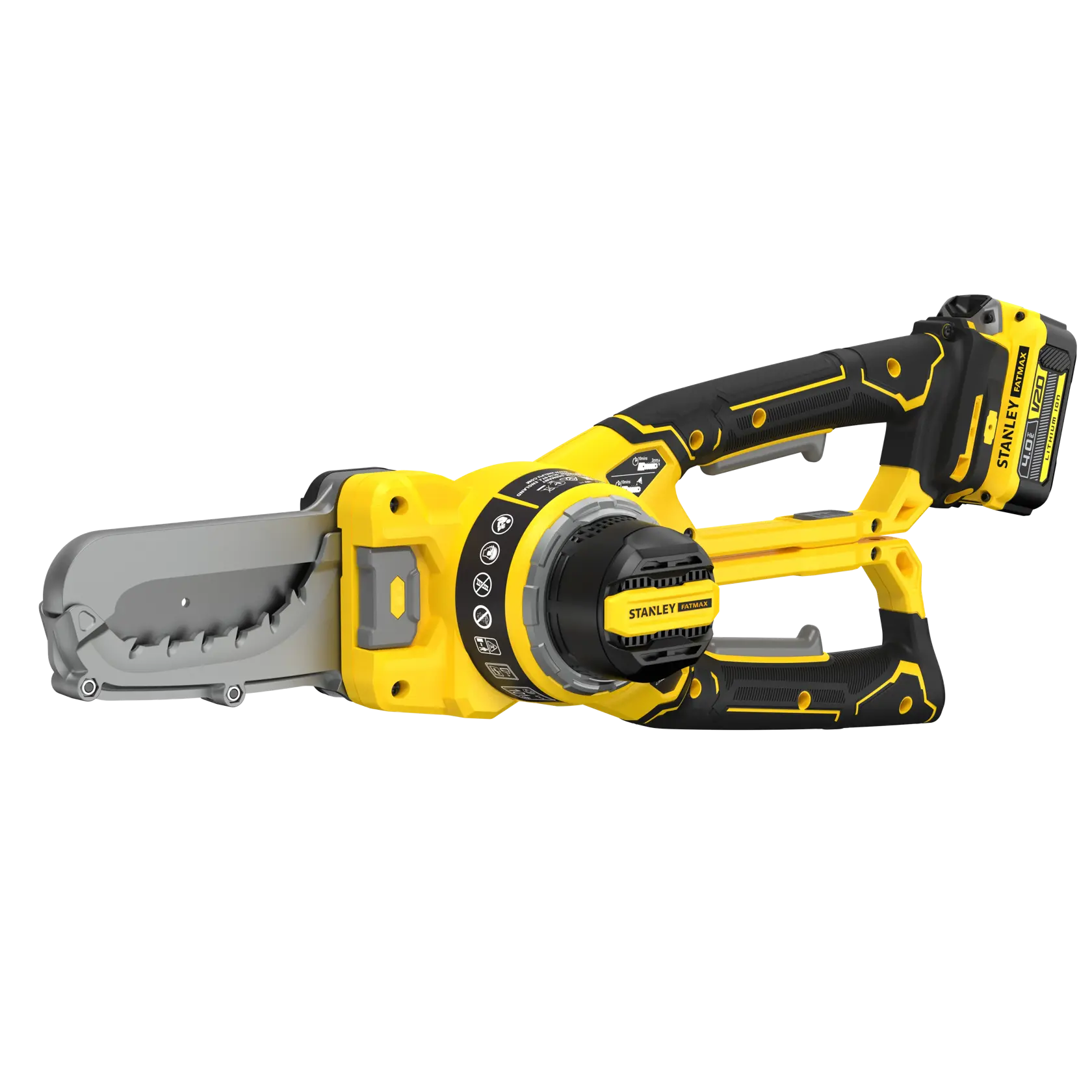 STANLEY SFMCPS515M1 potatore a batteria, giallo e nero, vista laterale su sfondo bianco.