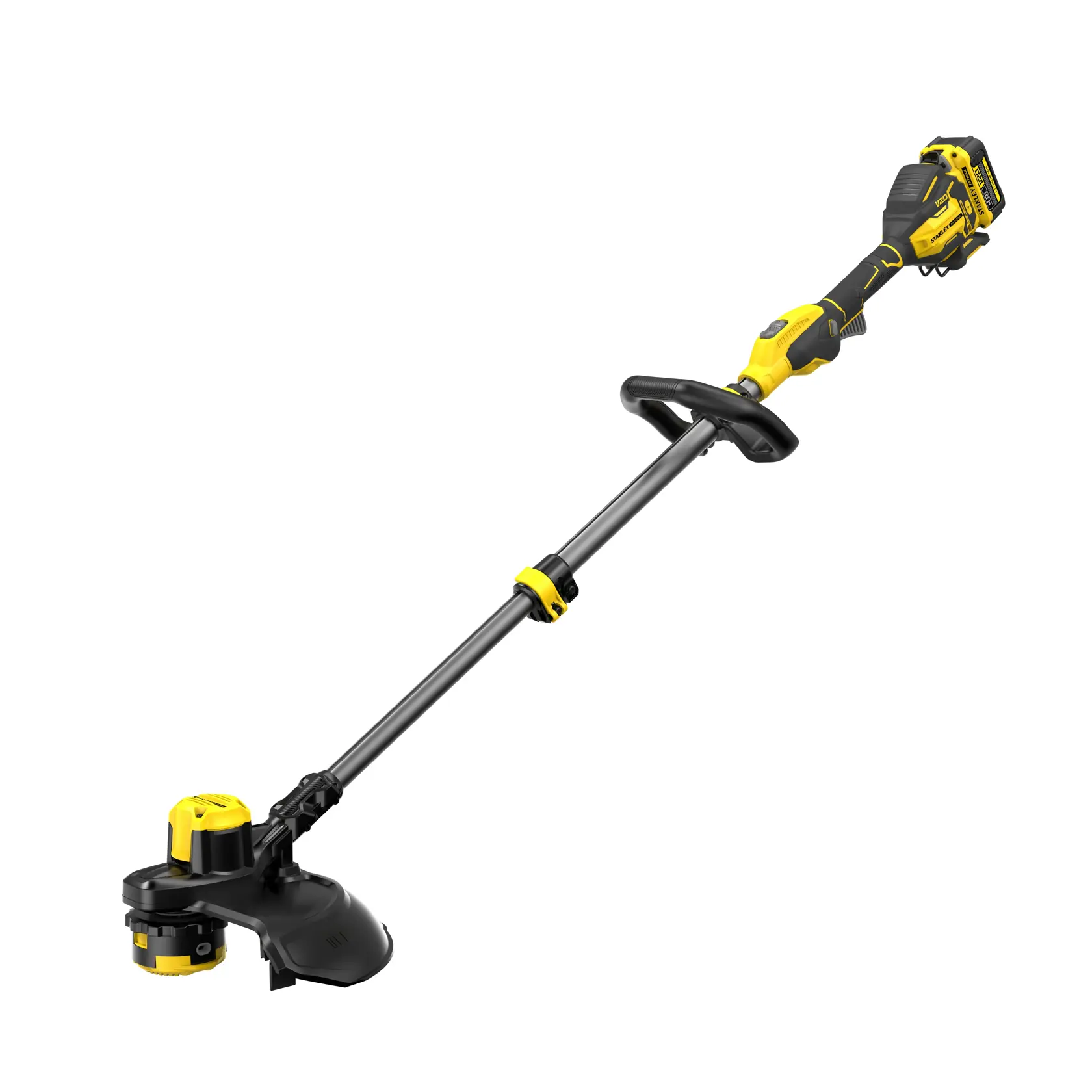 STANLEY SFMCSTB933M tagliabordi a batteria, giallo e nero, vista laterale su sfondo bianco.