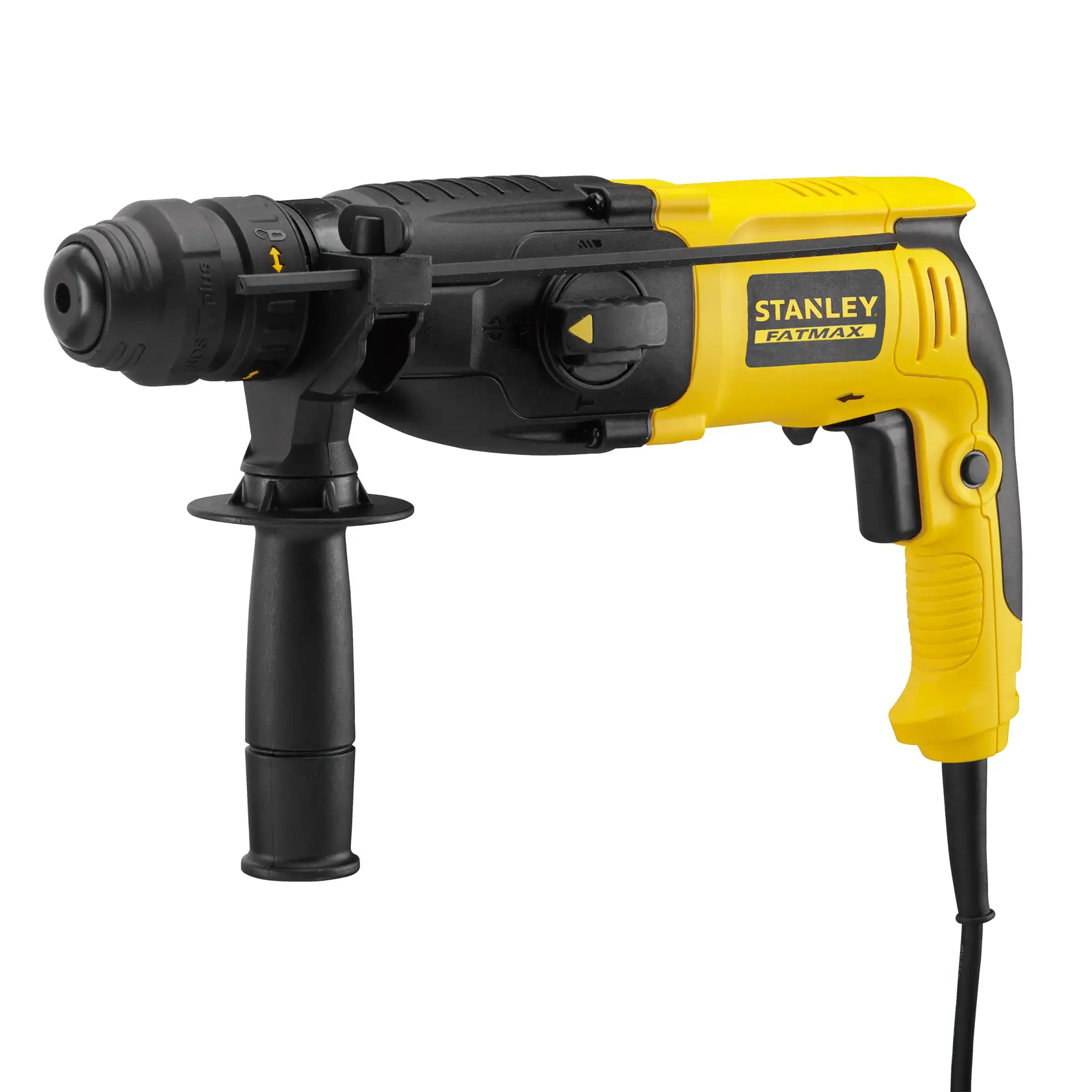 Martello perforatore STANLEY SFMEH210K, nero e giallo, vista laterale su sfondo bianco.