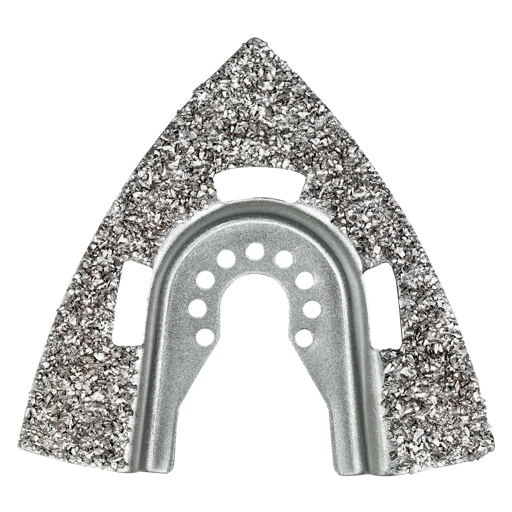 STANLEY STA26130 tampone triangolare in carburo per levigatura, primo piano su sfondo bianco.