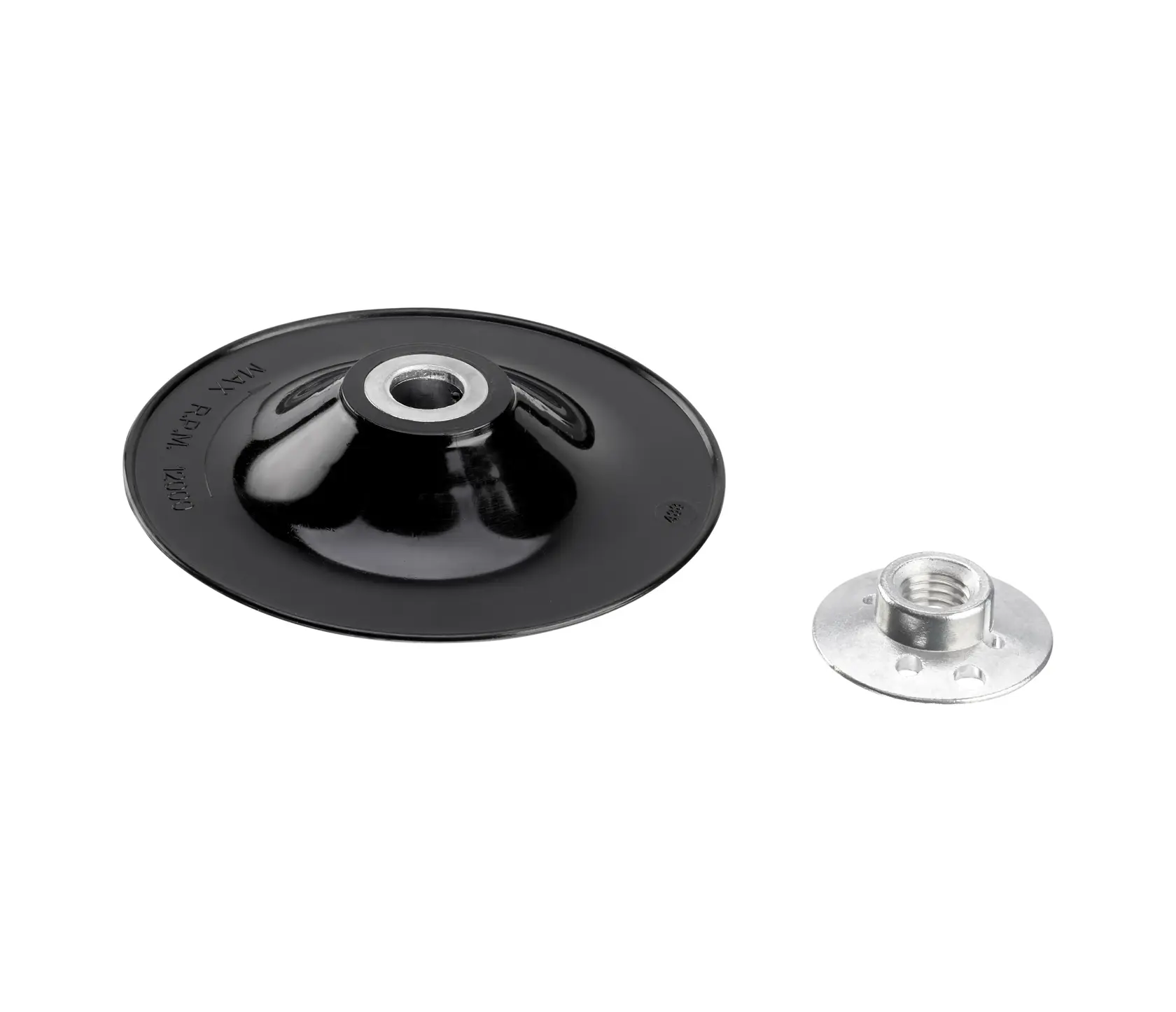 STANLEY STA32105 supporto per mola e flangia, foto prodotto, vista dall'alto, nero e argento.