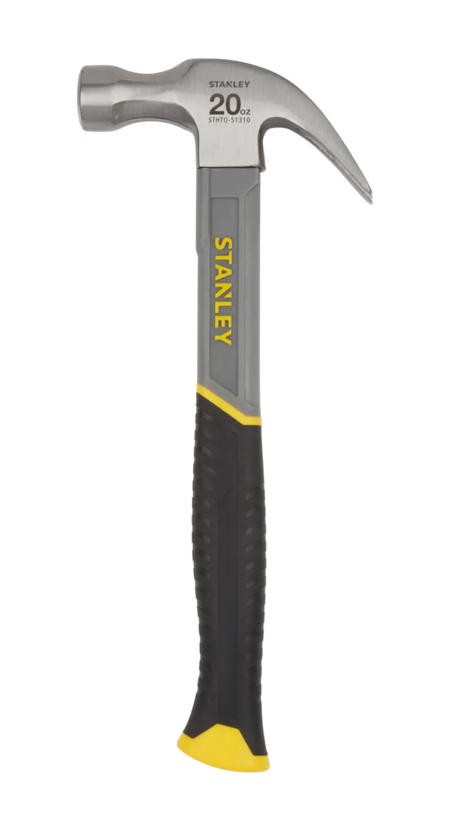 STANLEY STHT0-51310 martello a artiglio, 20oz, manico nero e giallo, foto laterale.