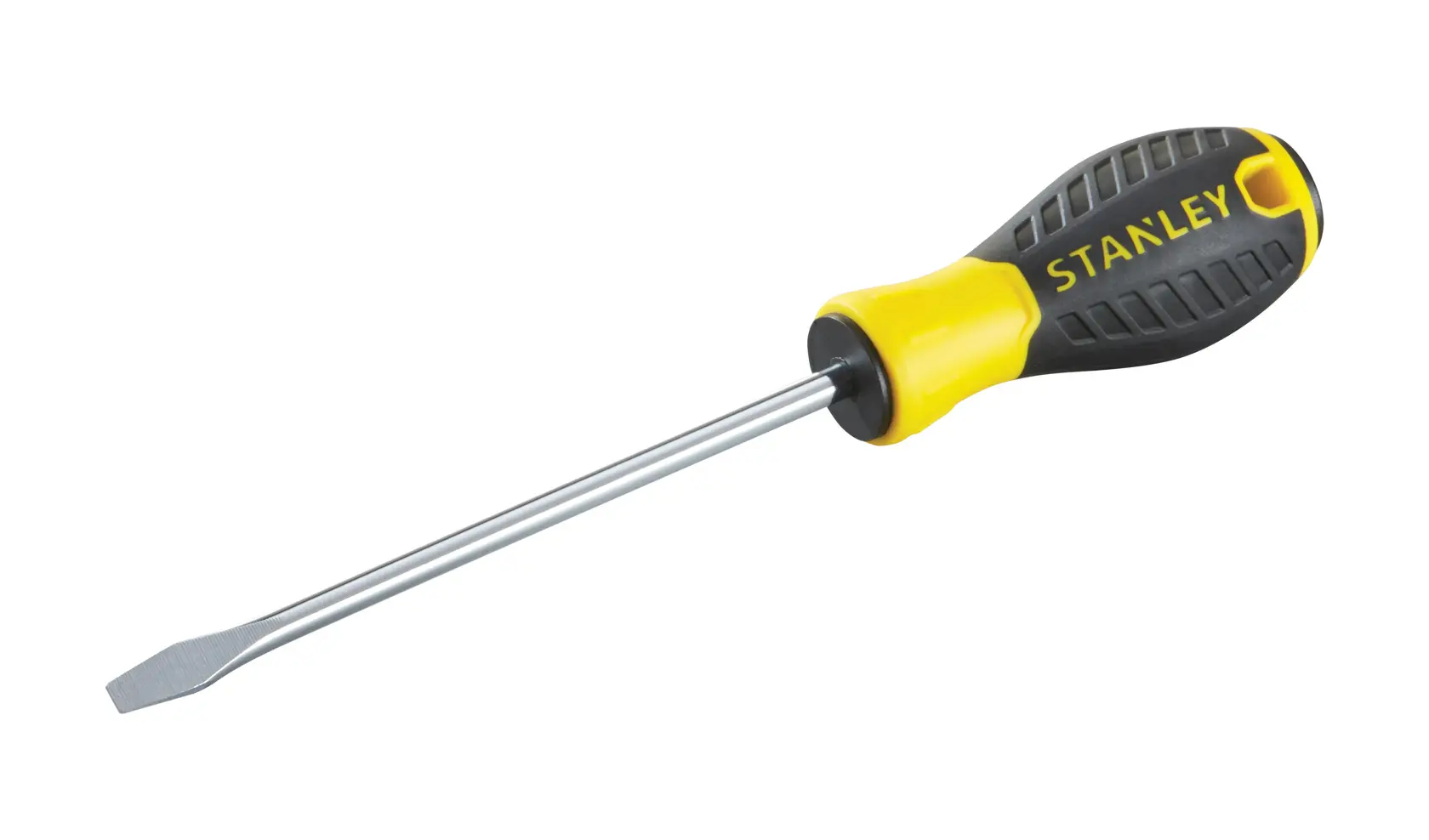 STANLEY STHT0-60413 cacciavite a taglio con manico giallo e nero, vista laterale su sfondo bianco.