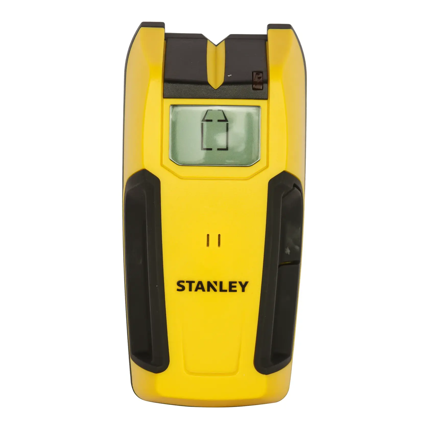 Rilevatore di montanti STANLEY STHT0-77406 giallo e nero, vista frontale, con display digitale.