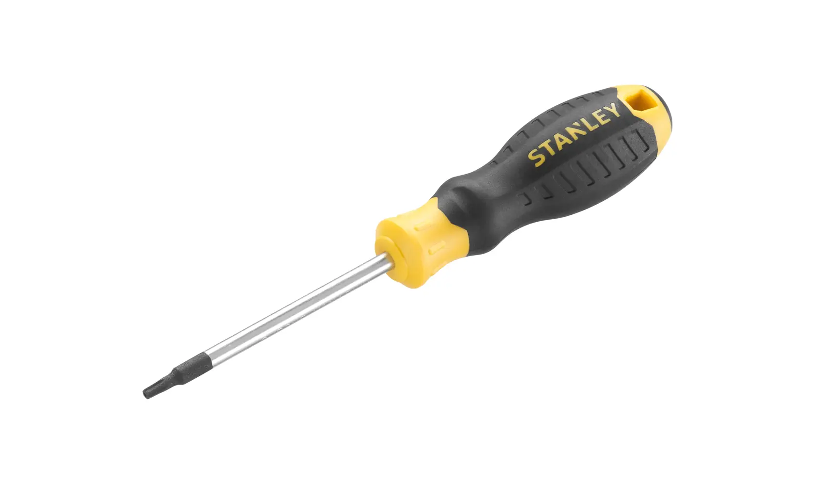 STANLEY STHT16178-0 cacciavite torx con manico ergonomico nero e giallo, fotografia prodotto su sfondo bianco.