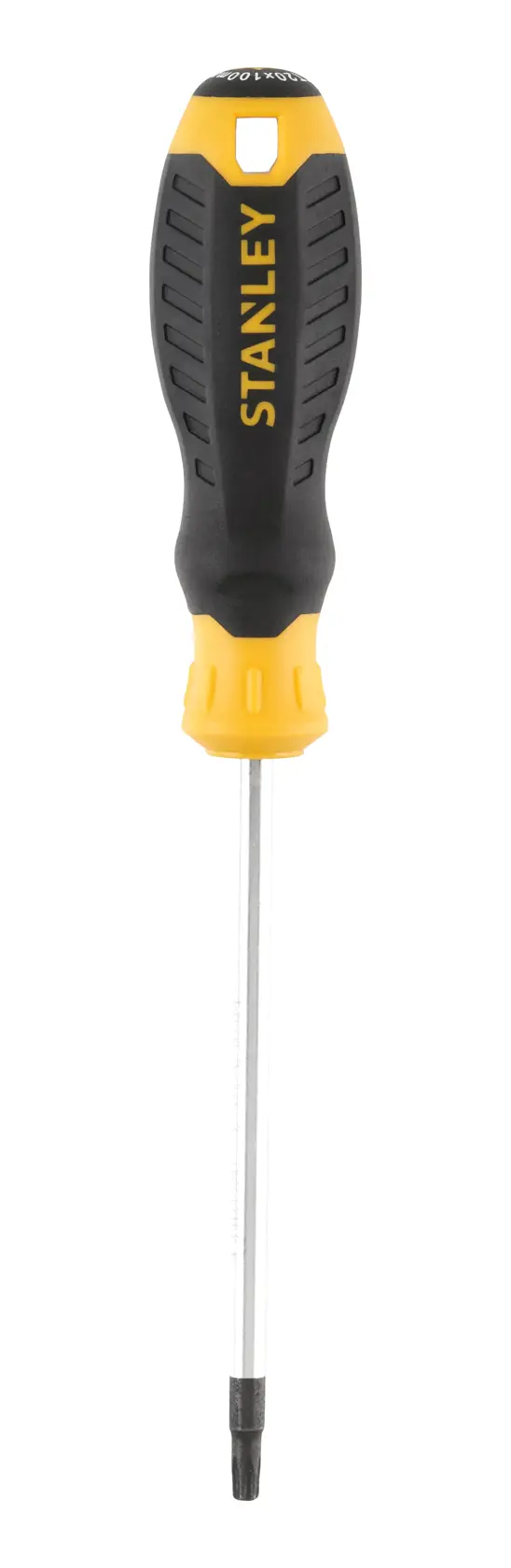 STANLEY STHT16179-0 cacciavite nero e giallo, vista frontale, manico ergonomico, sfondo bianco.