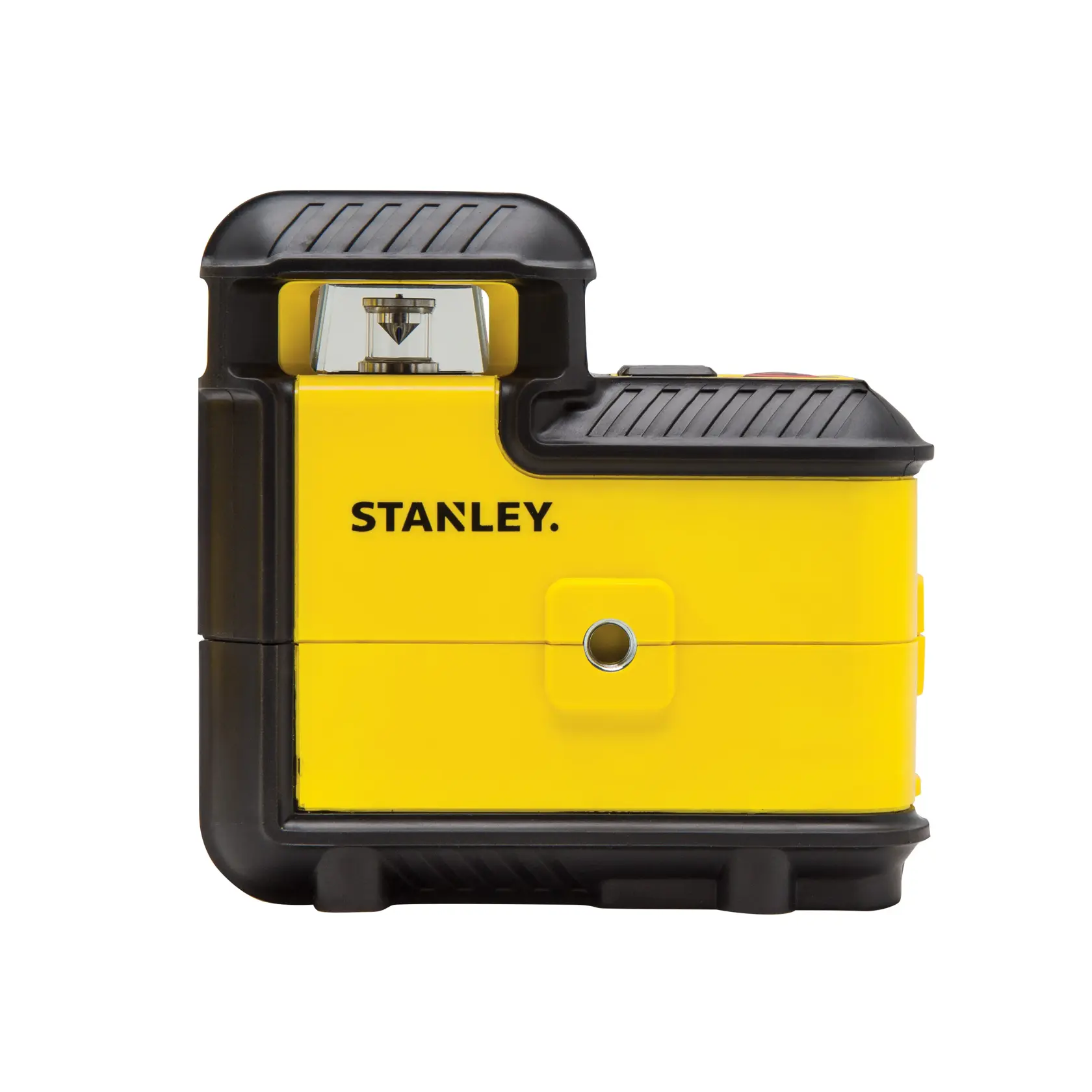 STANLEY STHT77504-1 livella laser gialla e nera, vista laterale del prodotto, fotografia