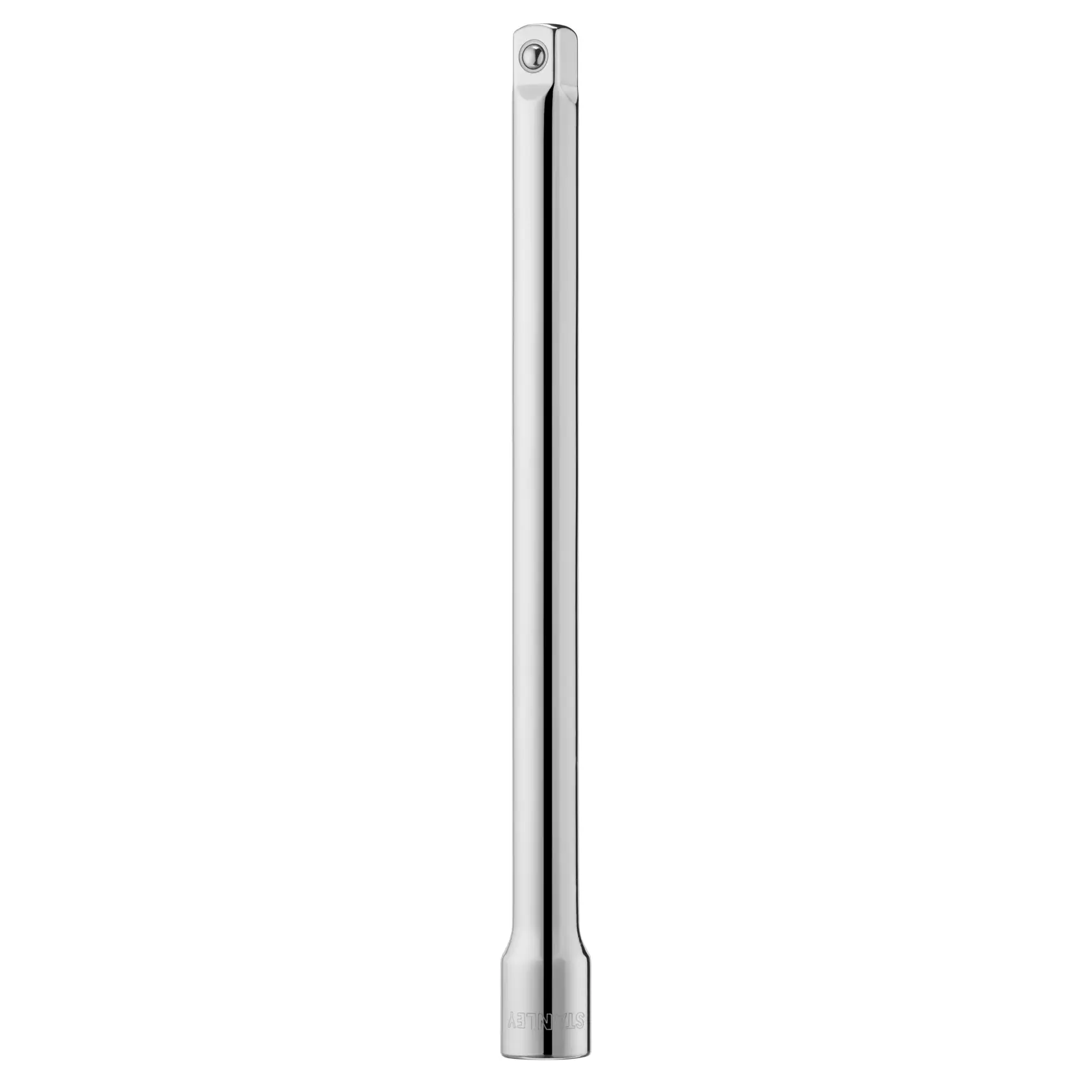 STANLEY STMT86407-0 barra di prolunga cromata per bussole, utensile, vista frontale su sfondo bianco.