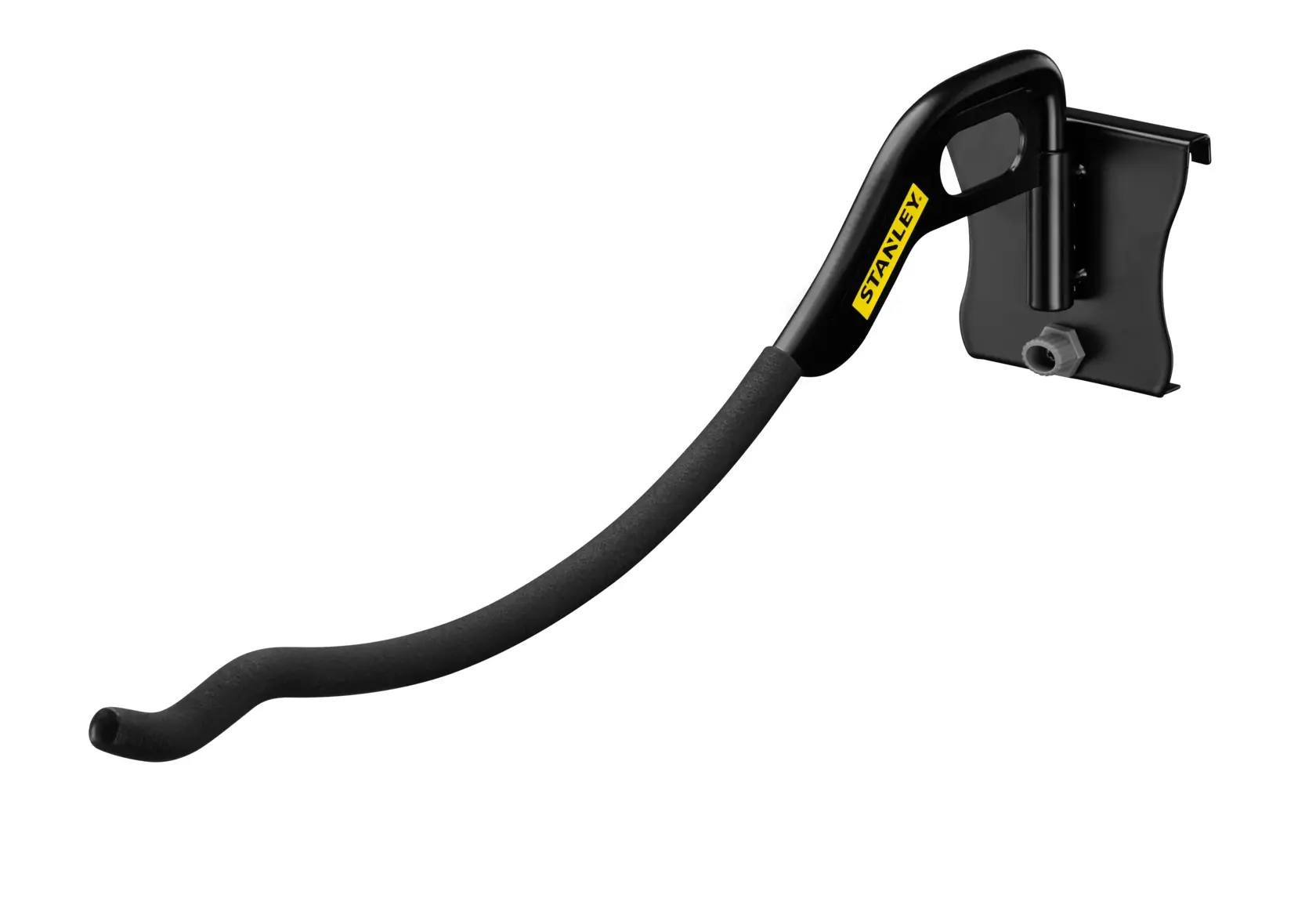 Gancio da parete STANLEY STST82615-1 per organizzazione, metallo nero curvato, foto laterale.