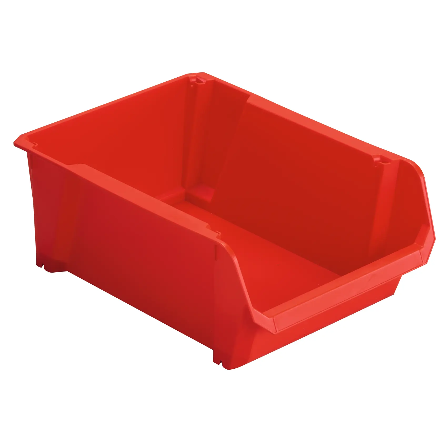 STANLEY STST82742-1 contenitore rosso impilabile per ripostiglio, organizer in plastica resistente, vista laterale.
