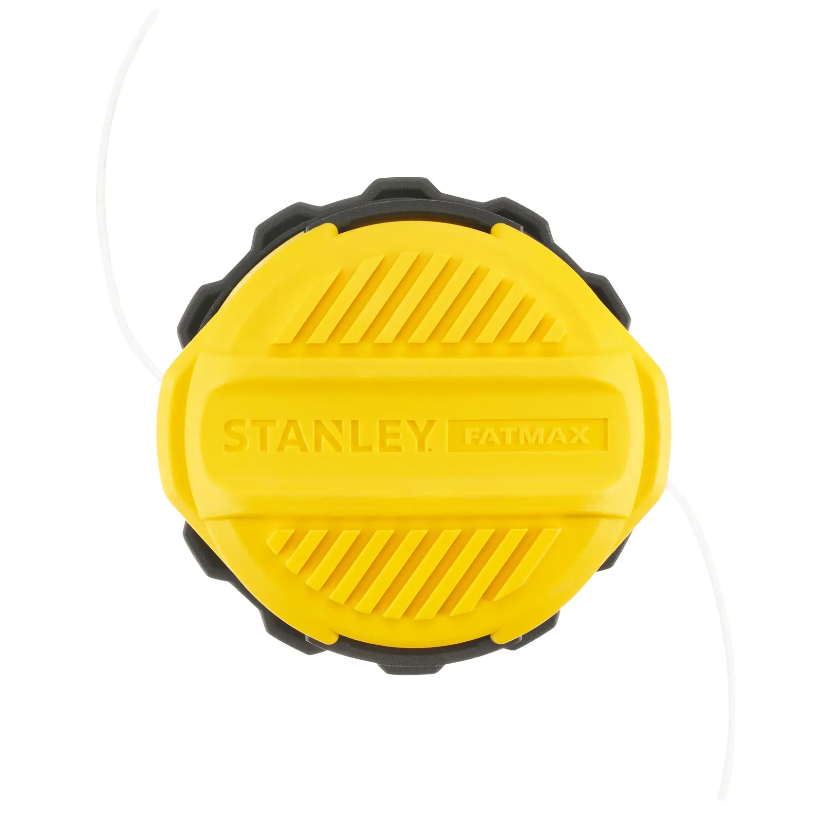 STANLEY STZST1226 bobina filo per tagliabordi gialla e nera, vista dall’alto, con logo FATMAX in rilievo.